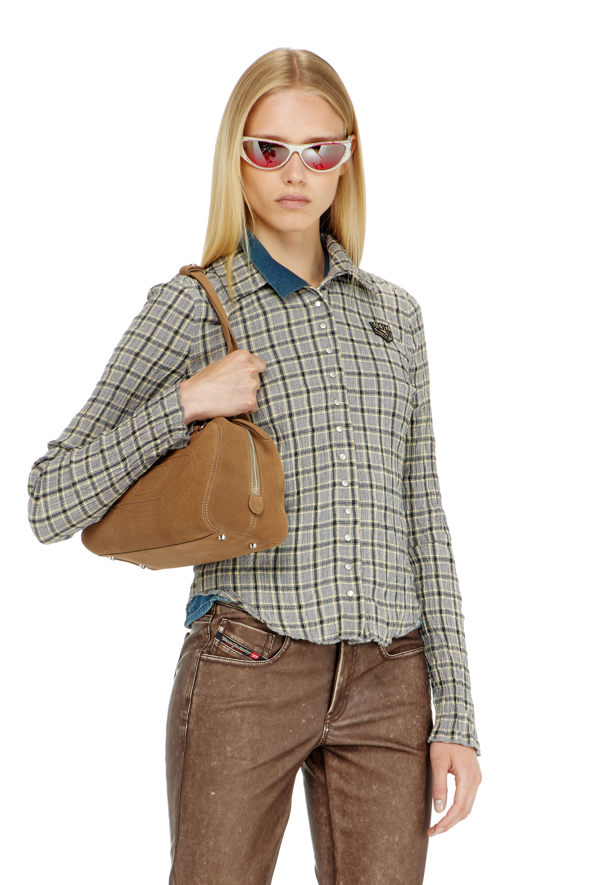 Diesel - C-ARRILON, Camicia a quadri effetto seersucker Donna in ToBeDefined - 1