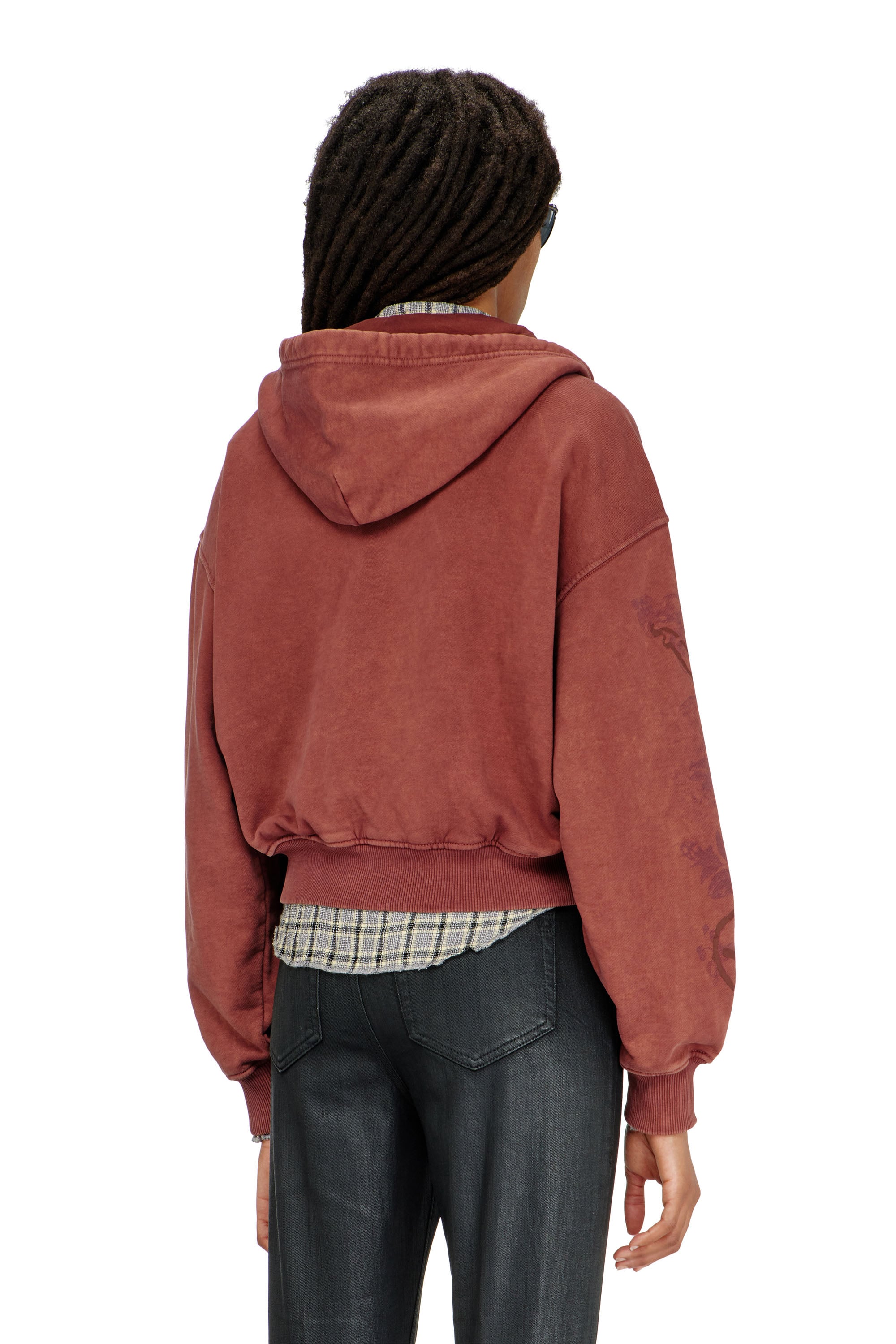 Diesel - F-ELYCY, Felpa con zip e logo floreale effetto puff Donna in ToBeDefined - 4