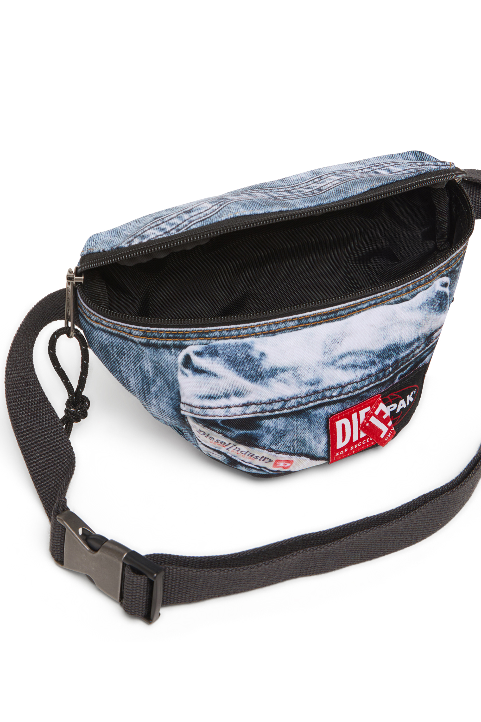 Diesel - DIESEL SPRINGER, Marsupio in denim trompe l'oeil Unisex in Blu - 5