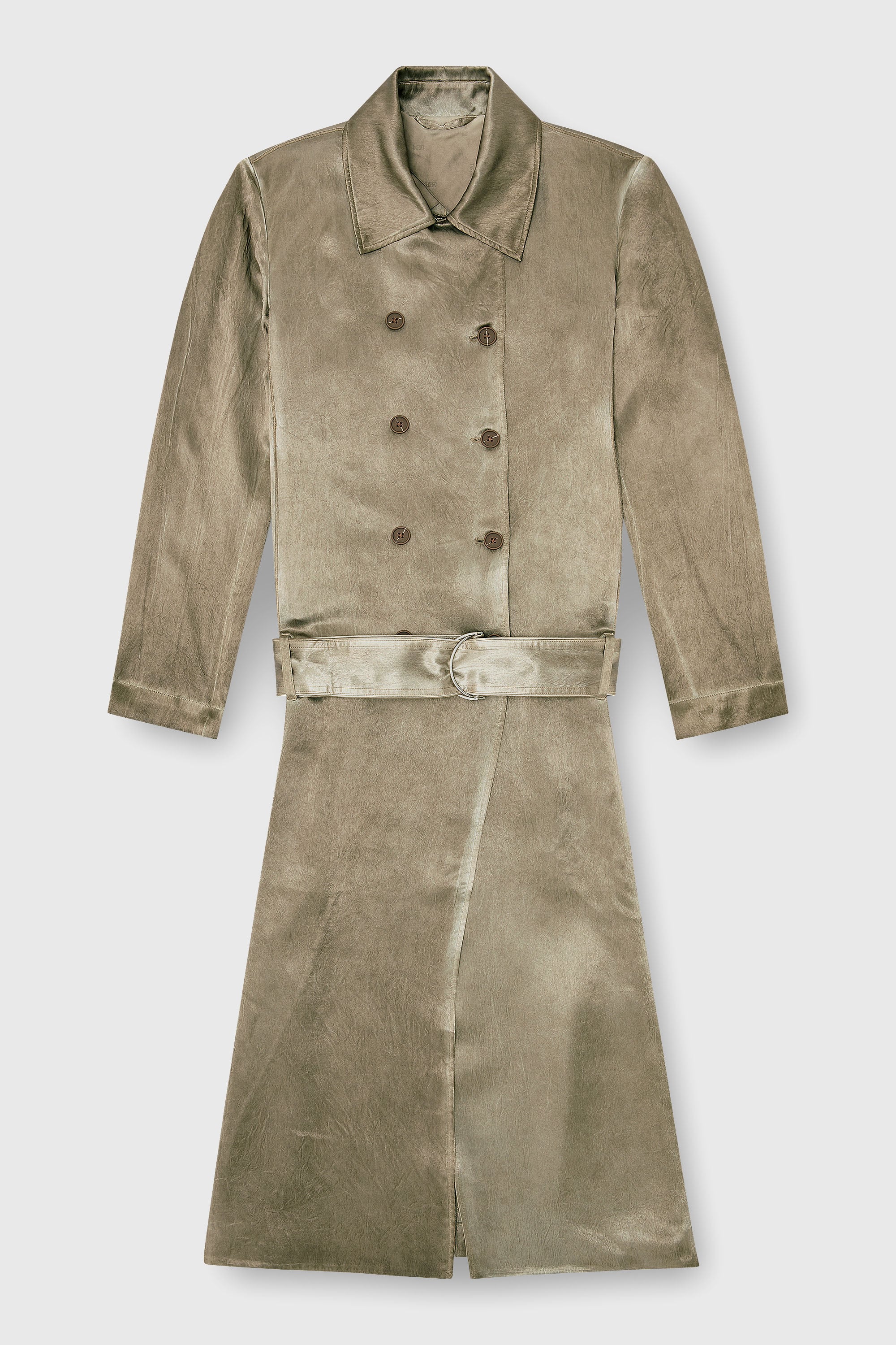 Diesel - G-LADES, Trench coat in raso effetto stropicciato Donna in Marrone - 2