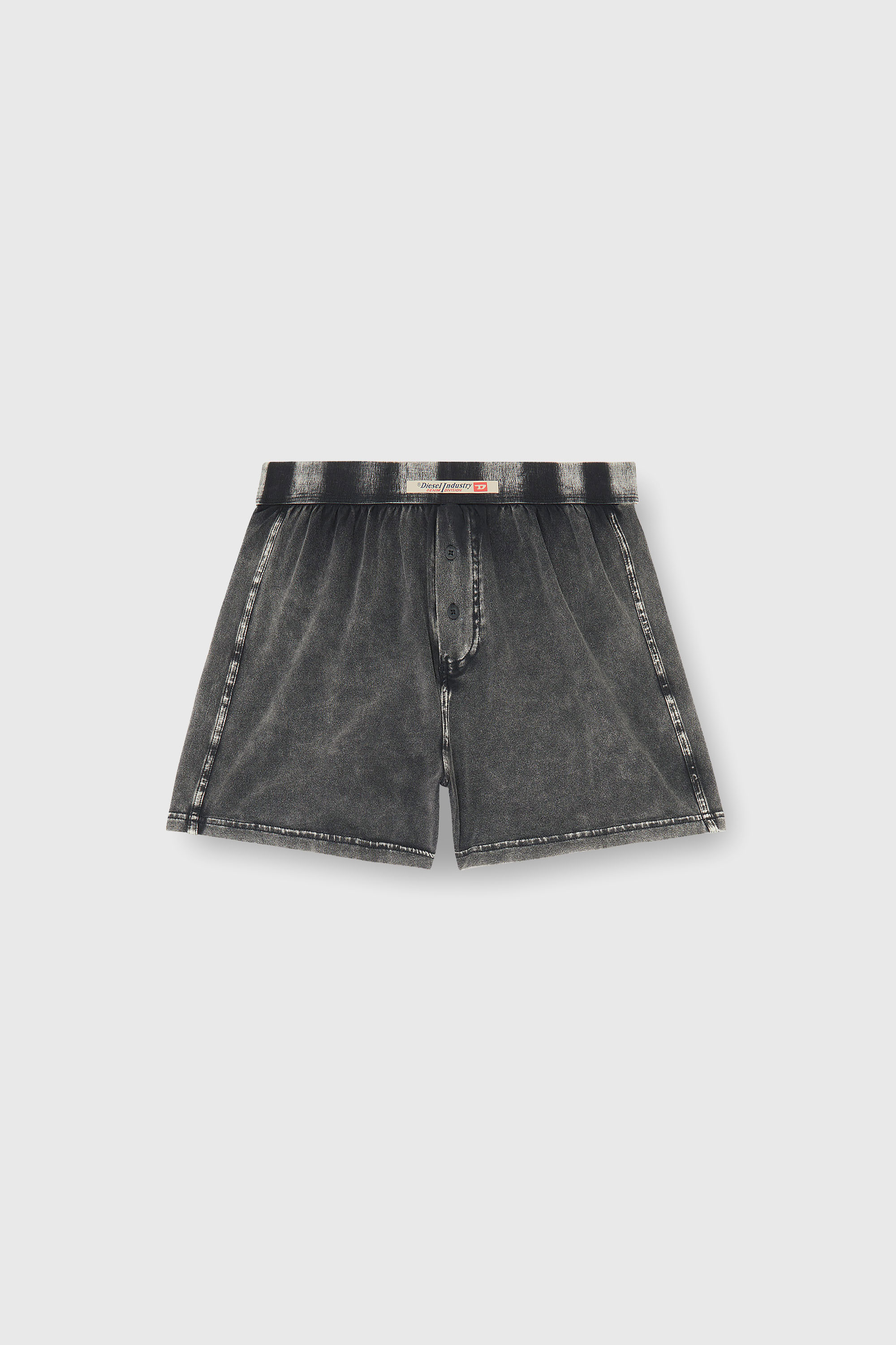 Diesel - STARPER-EL-DNM, Boxer lungo in cotone effetto denim Uomo in Grigio - 2