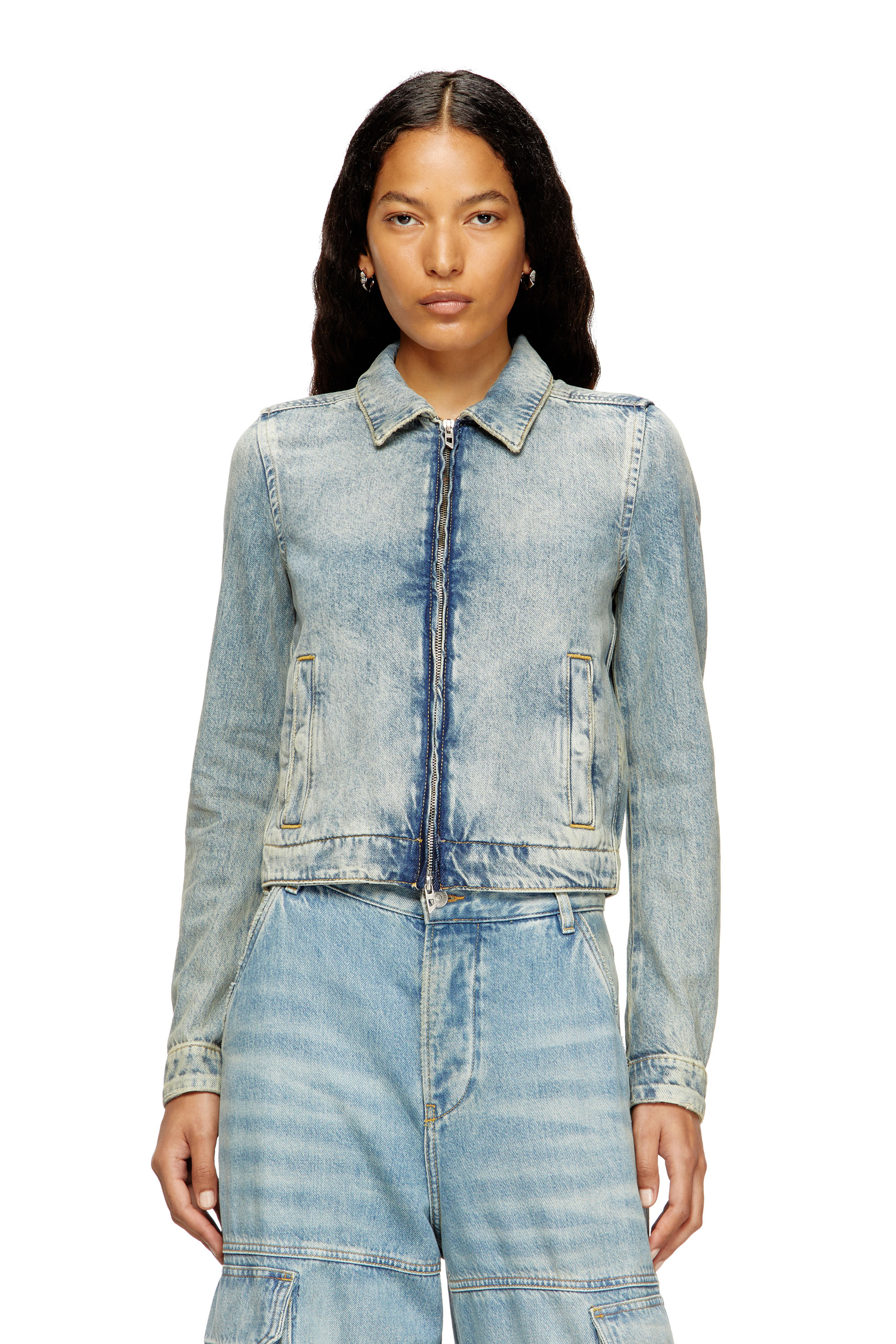 Diesel - DE-CORB, Giacca in denim Tencel fluido effetto dirt Donna in Blu - 3