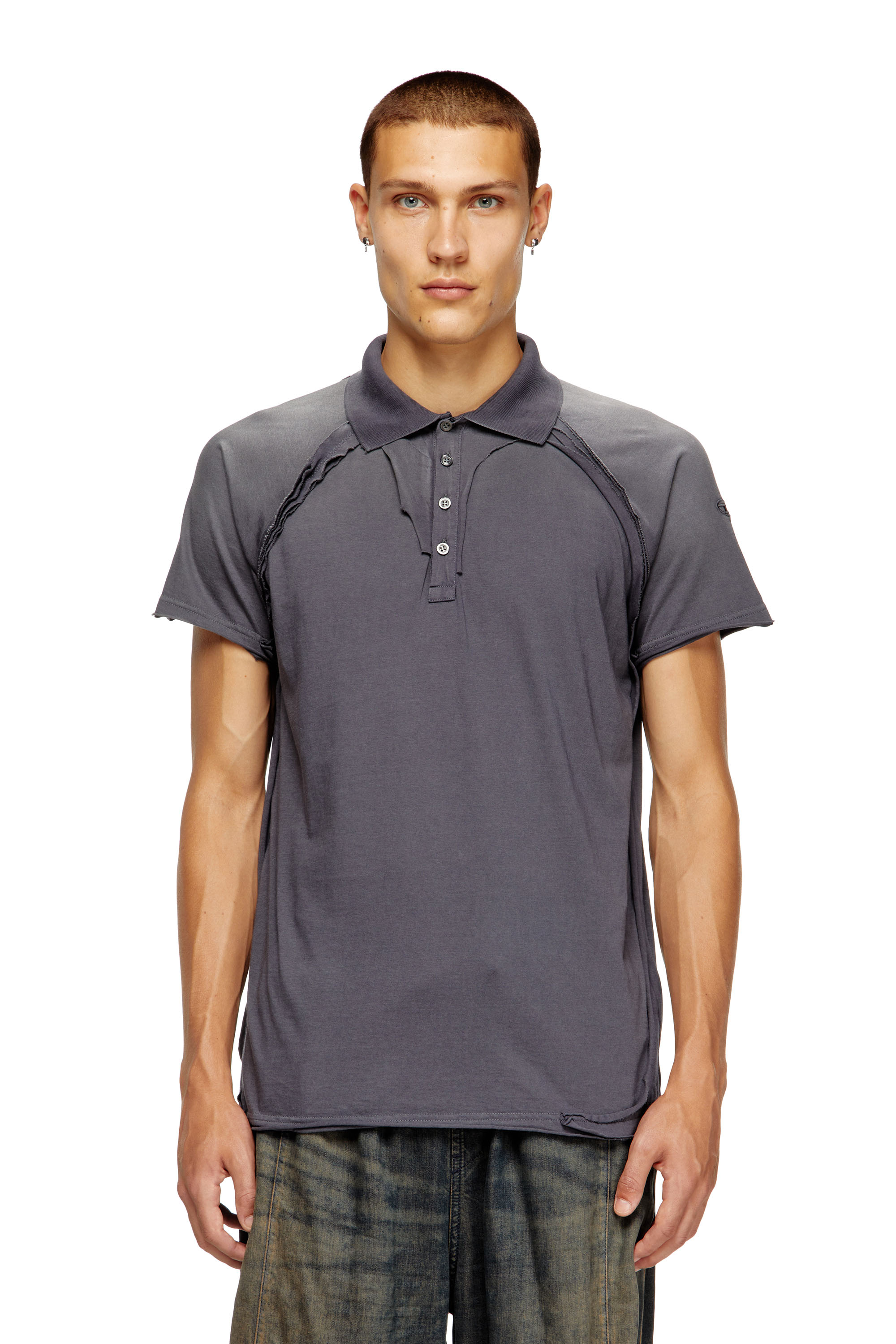 Diesel - T-NORY, Camicia polo con effetto peel-off Uomo in Grigio - 1
