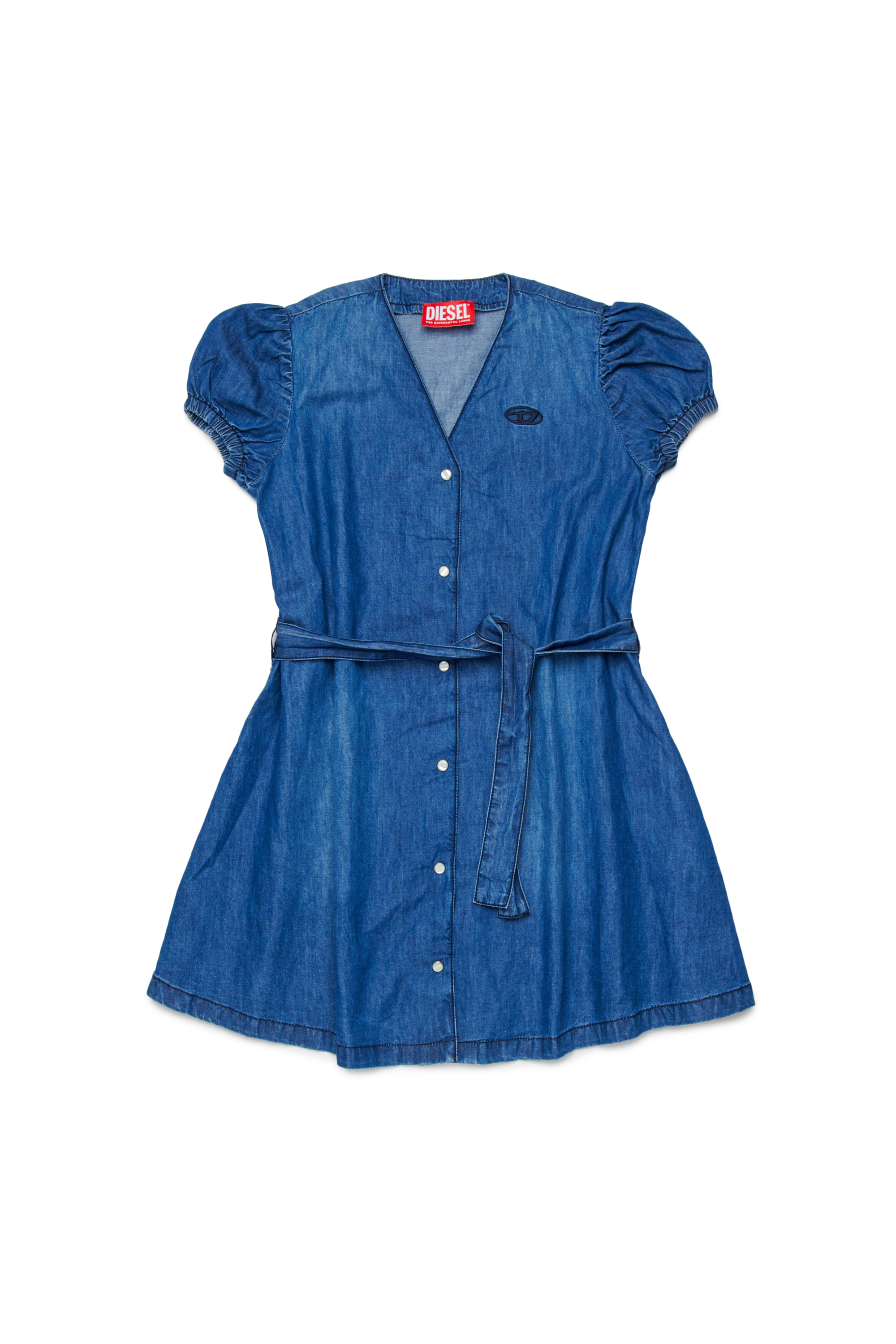 Diesel - DALFIE, Abito in denim con maniche a palloncino Donna in Blu - 1