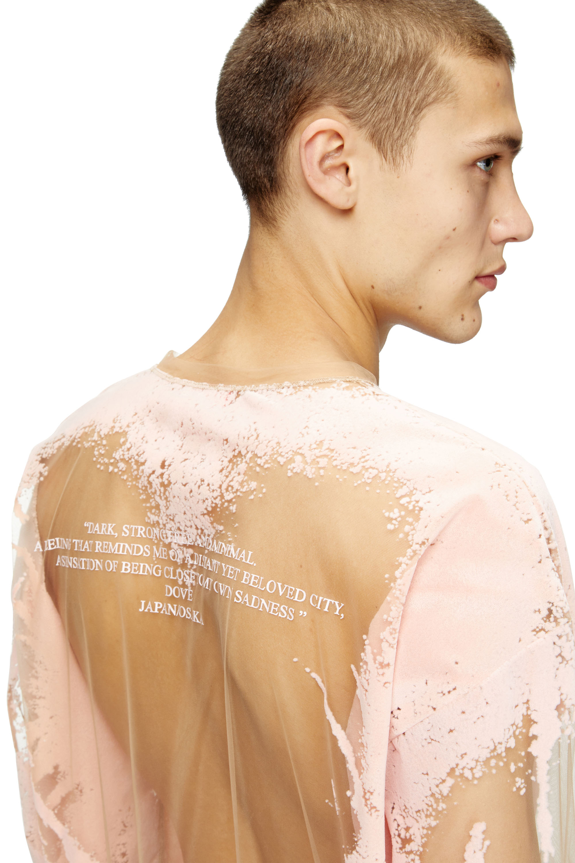 Diesel - T-HASSAN-LS-A, T-shirt a maniche lunghe in nylon con stampa DJ Unisex in Rosa - 5