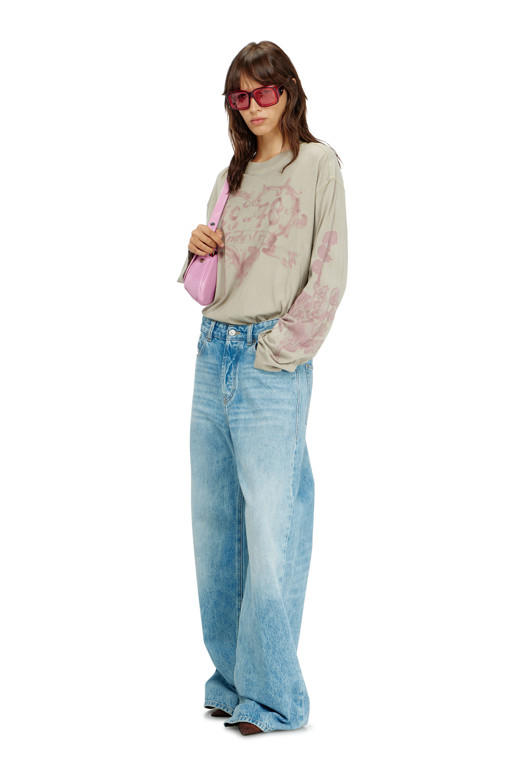 Diesel - T-HILARY-LS-AA1, T-shirt a manica lunga in cotone con stampa grafica Donna in Multicolor - 2