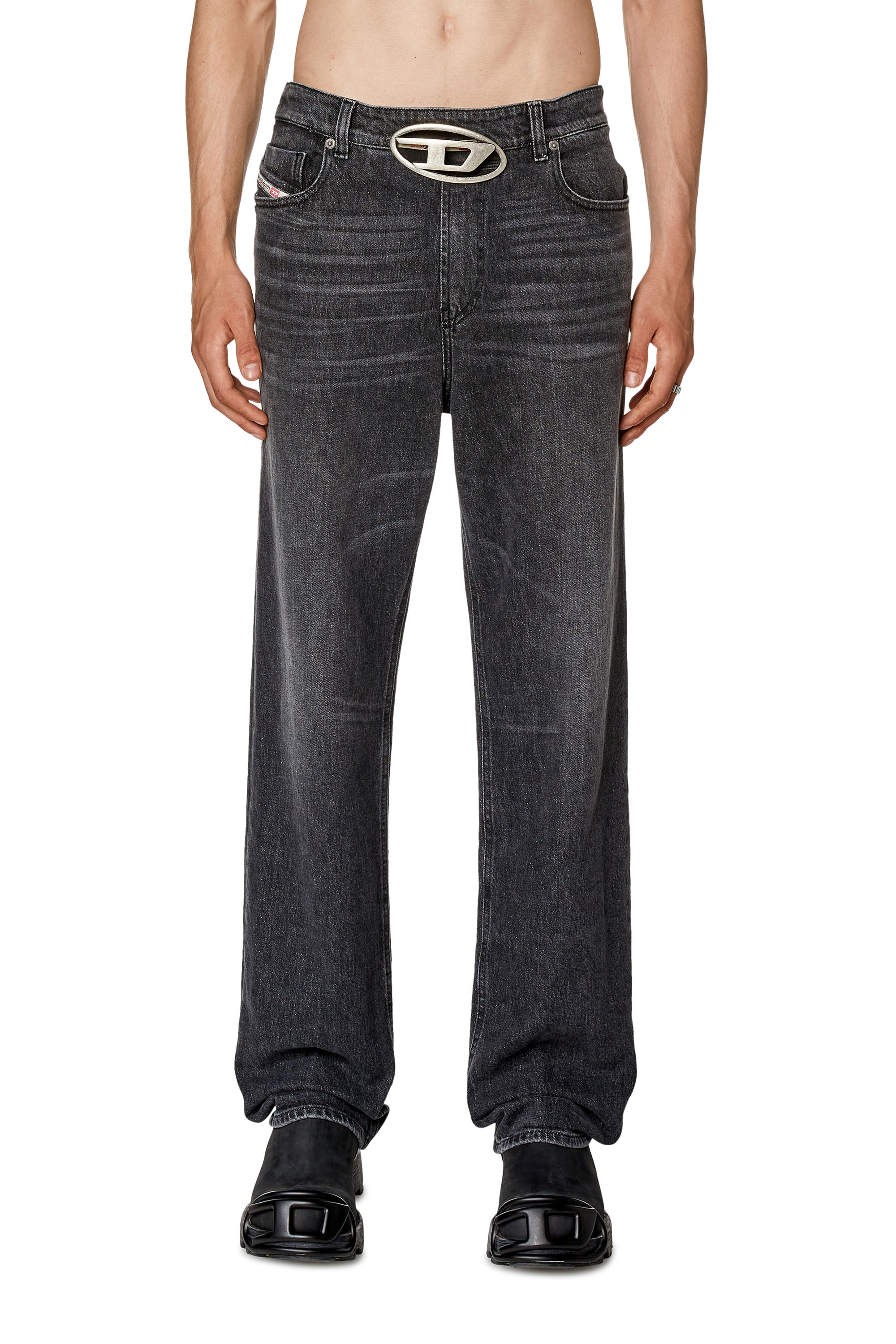 Diesel - 1955 D-Rekiv 0CKAH Straight Jeans, Nero/Grigio scuro - Image 1