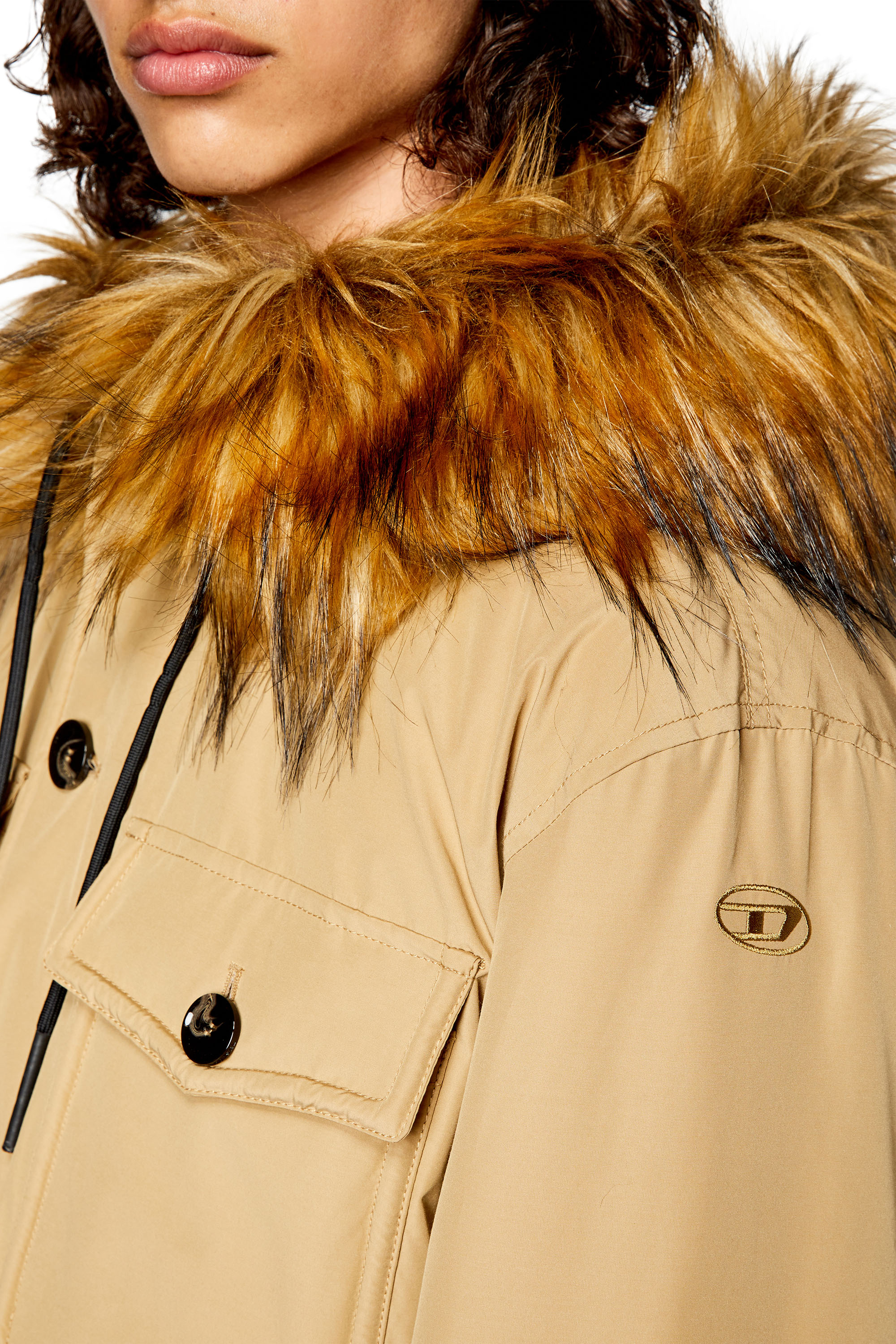 Diesel - W-JORGY, Parka imbottito con cappuccio bordato Uomo in Marrone - 6