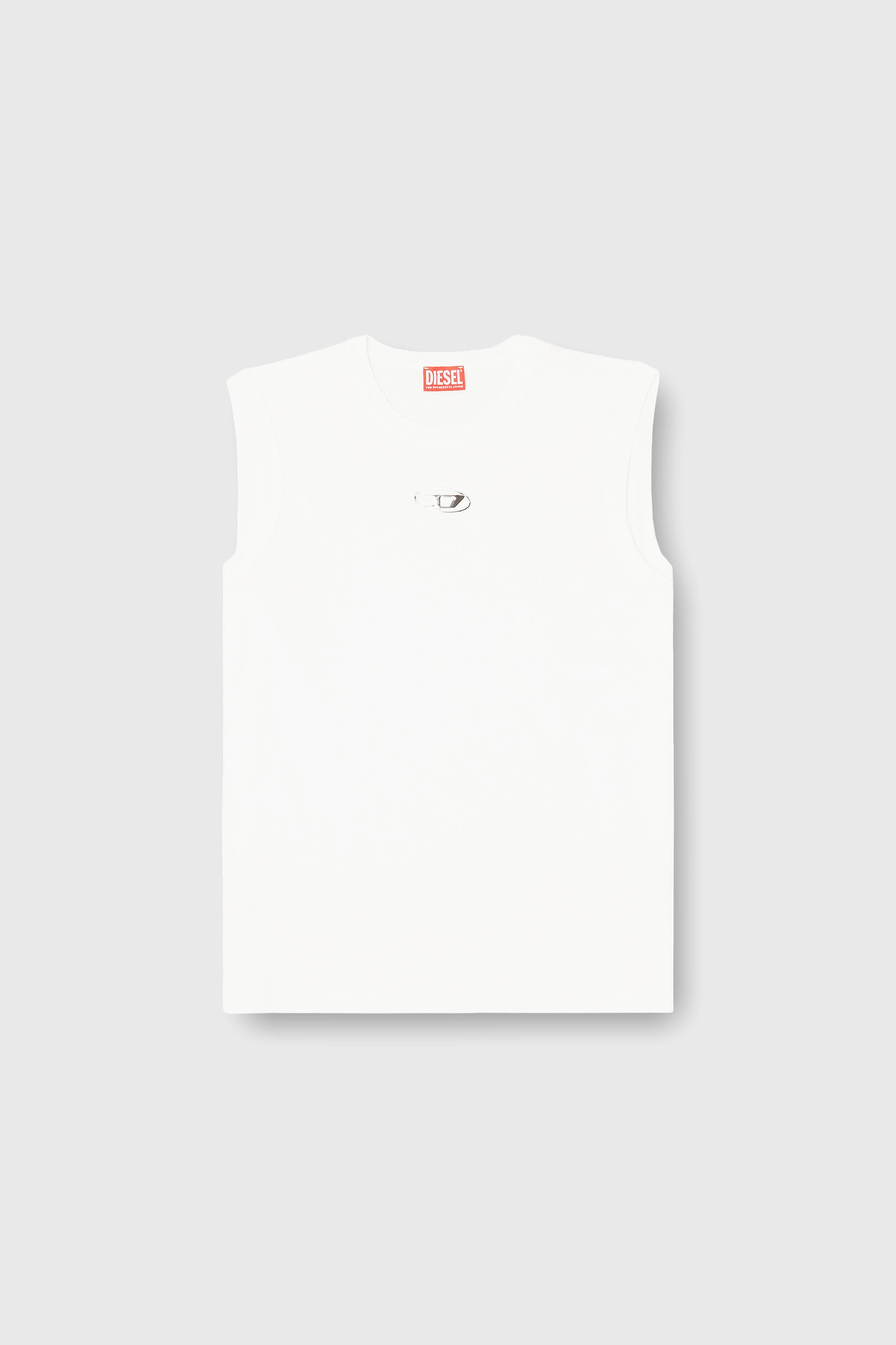 Diesel - T-BISCO-IOD, Canotta in cotone con Oval D metallizzata Uomo in Bianco - 2