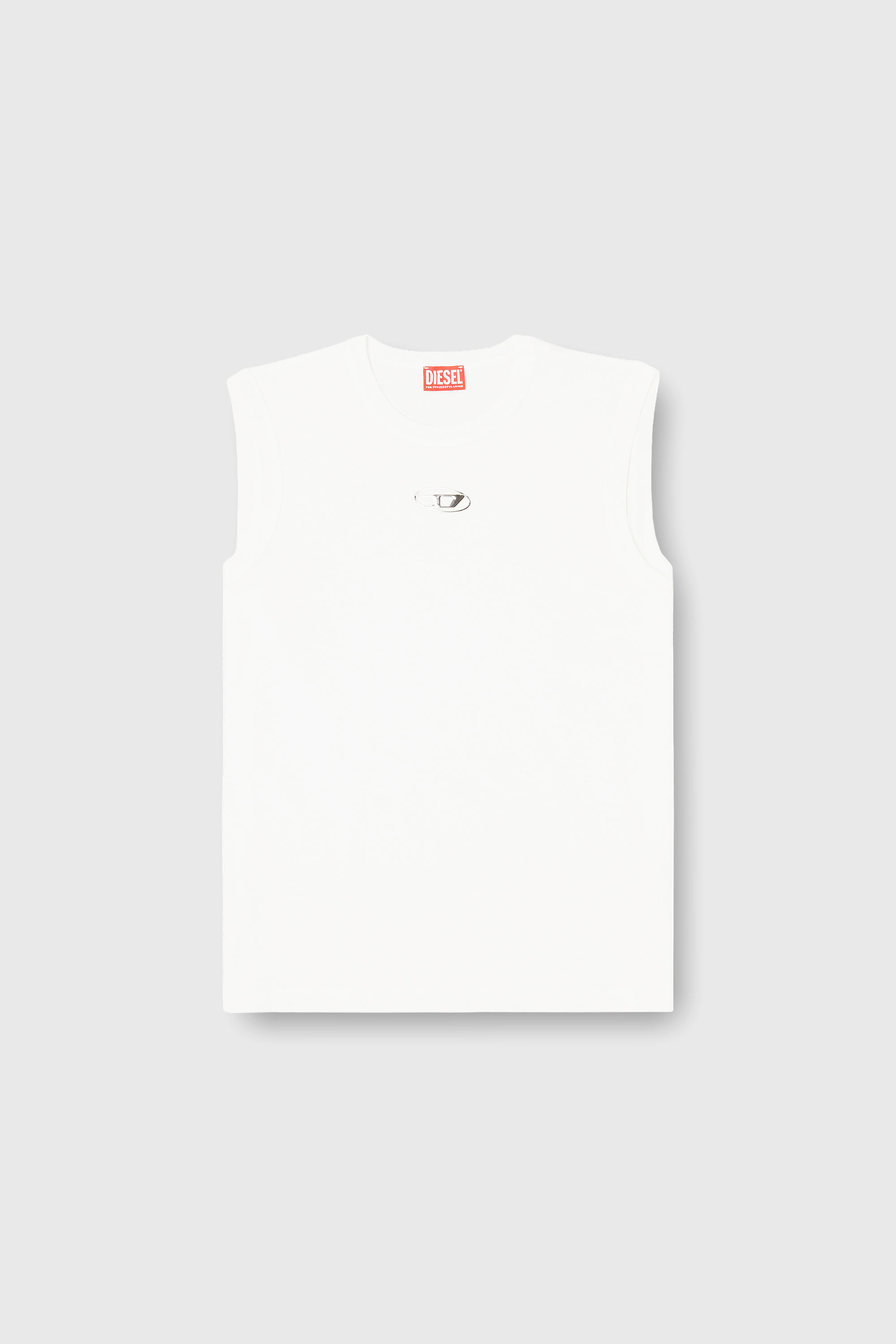 Diesel - T-BISCO-IOD, Canotta in cotone con Oval D metallizzata Uomo in Bianco - 2