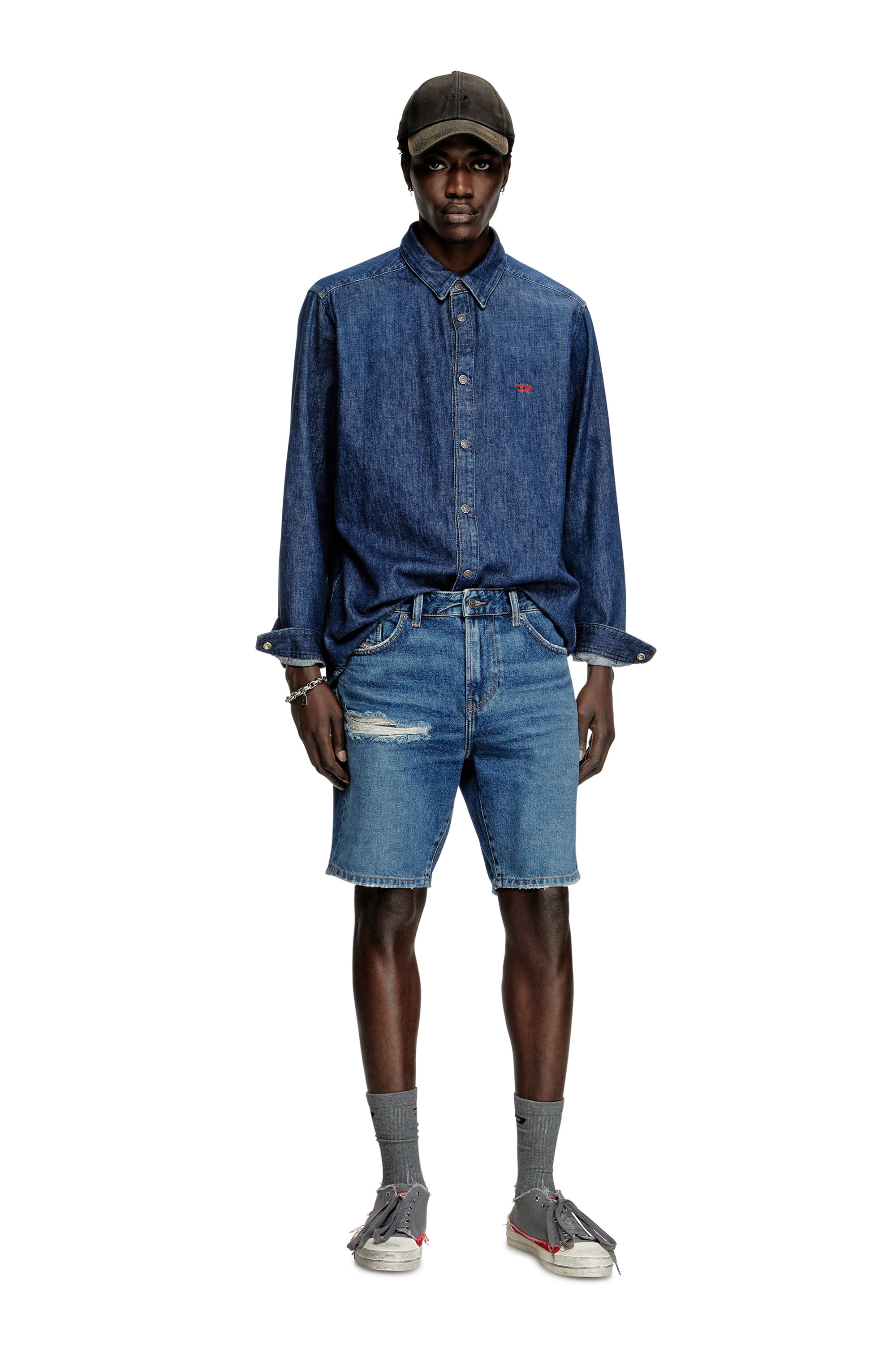 Diesel - D-FIN, Short slim in denim Uomo in Blu - 1