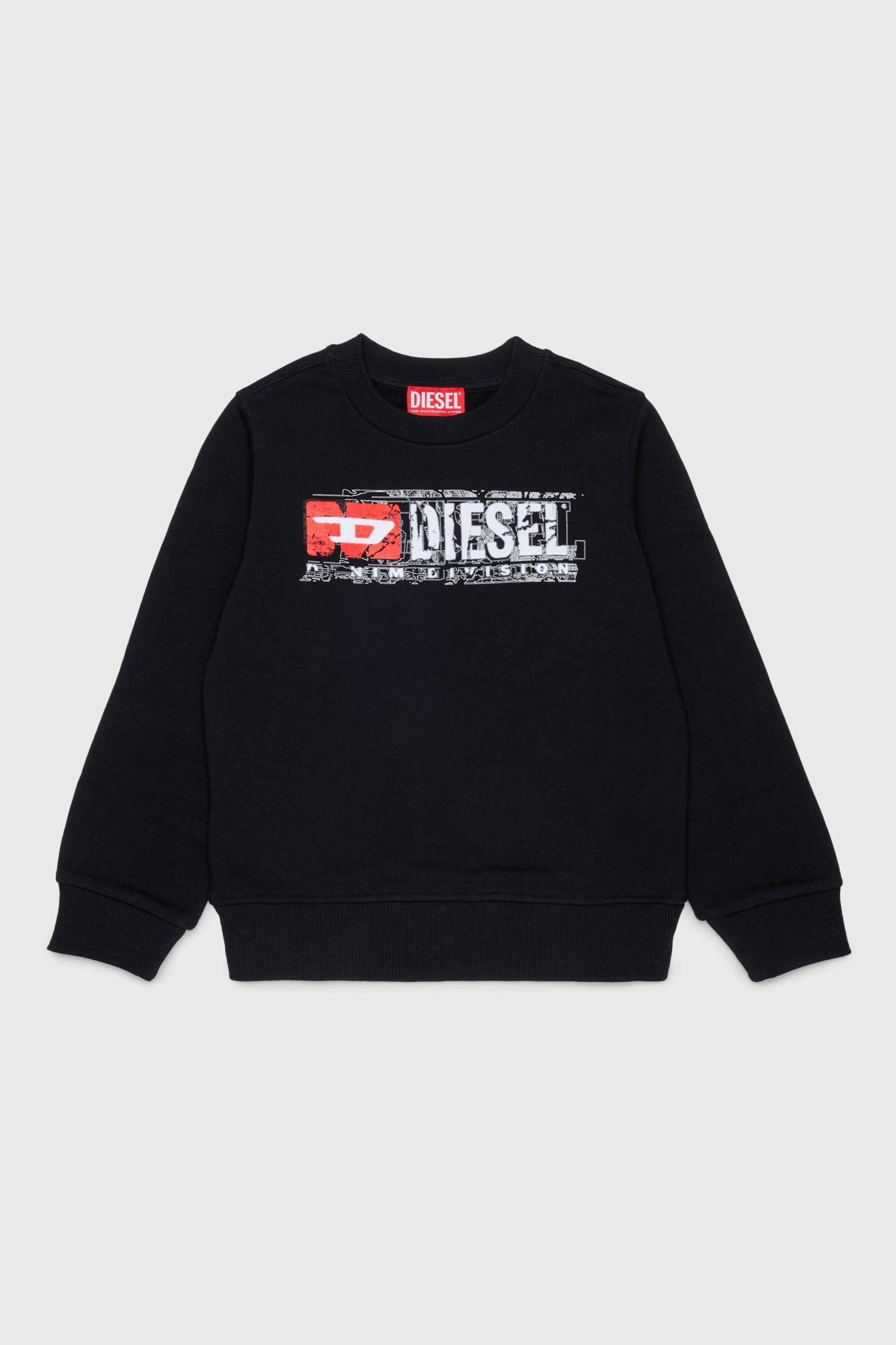 Diesel - SLOMIX, Felpa con logo effetto distressed Uomo in Nero - 1