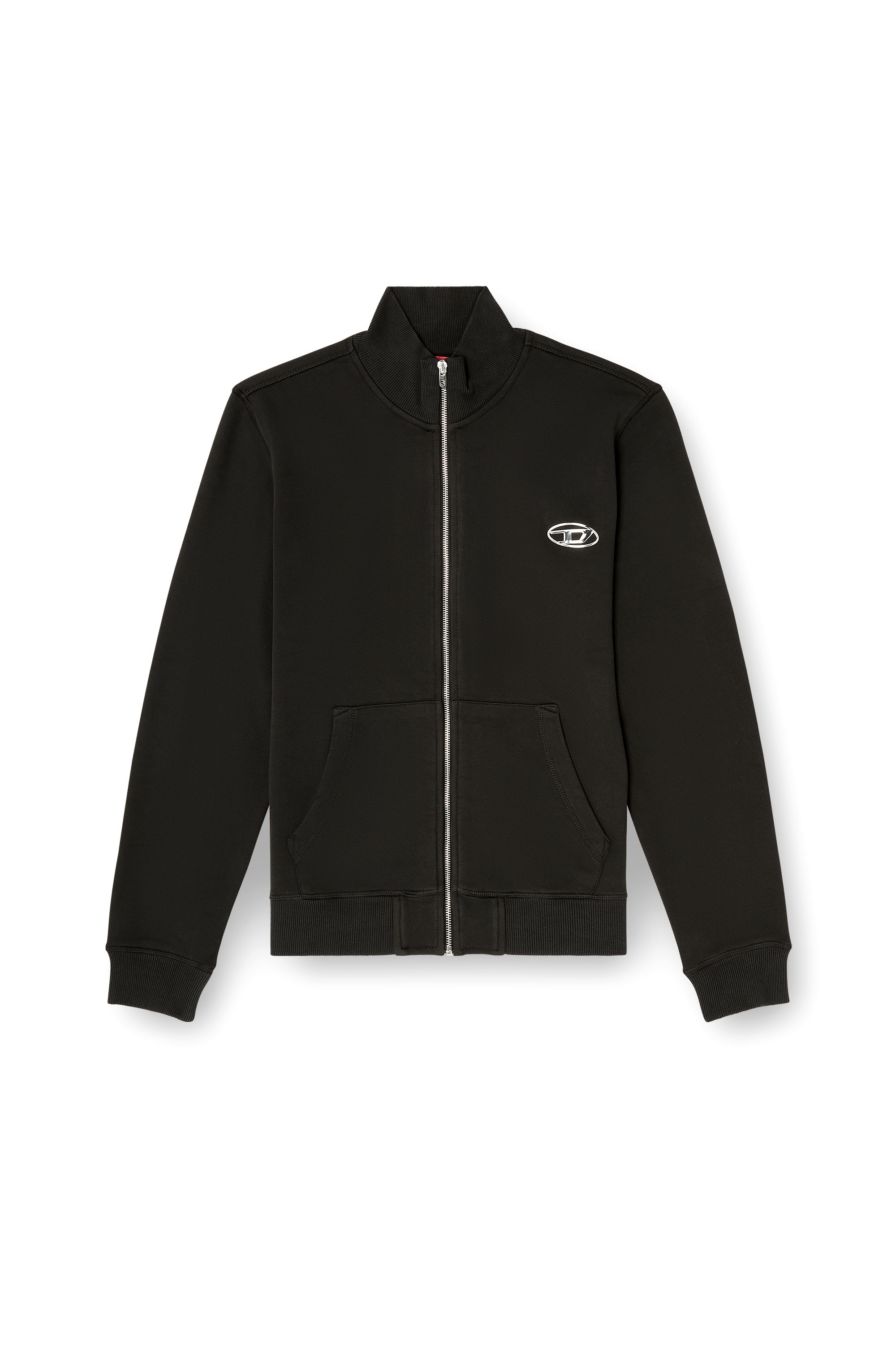 Diesel - S-GINN-ZIP-IOD, Felpa con collo alto e Oval D metallico Uomo in Nero - 2