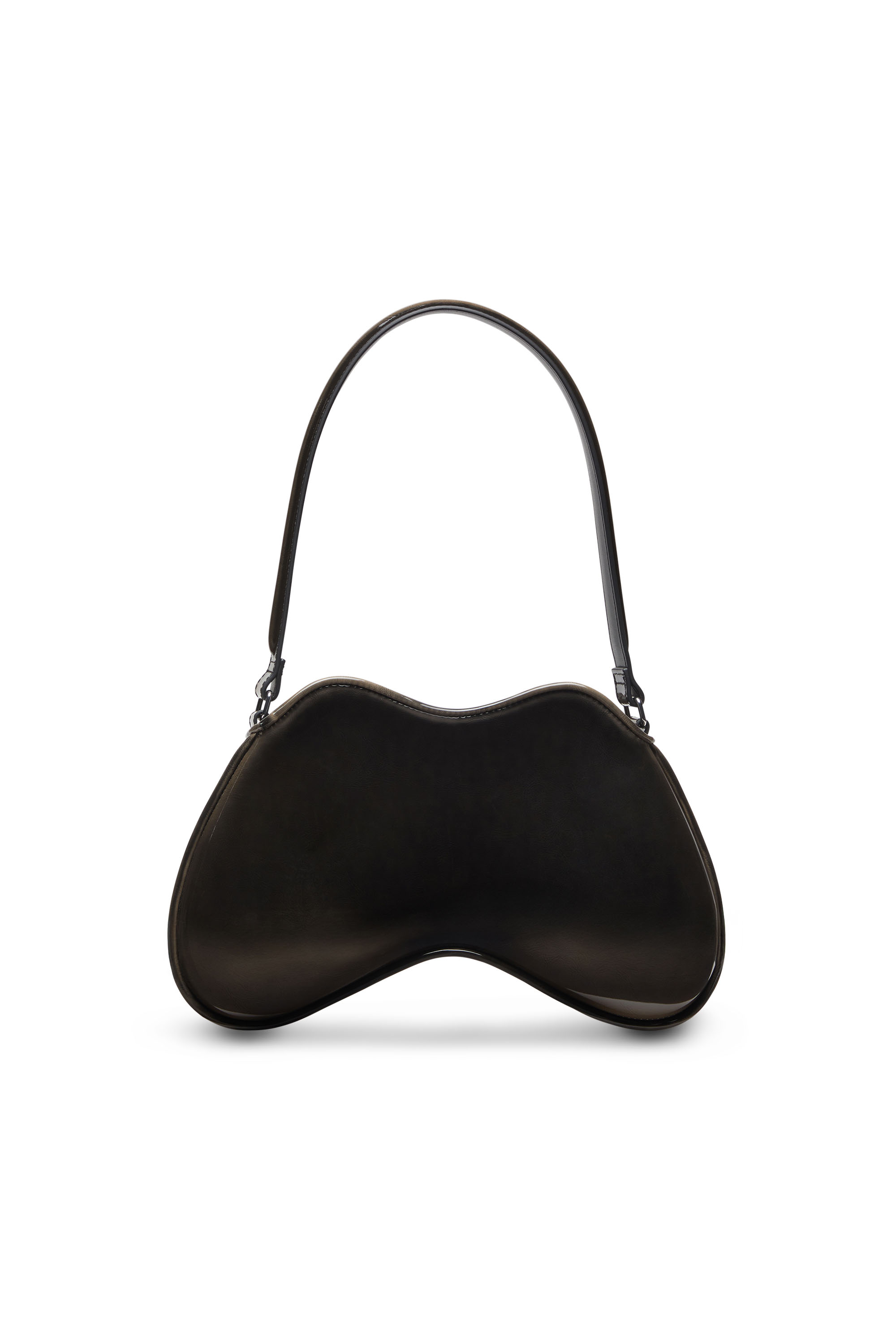 Diesel - DOUBLE-D SHOULDER, Double-D-Borsa a spalla in PU lucido dégradé Donna in Nero - 3