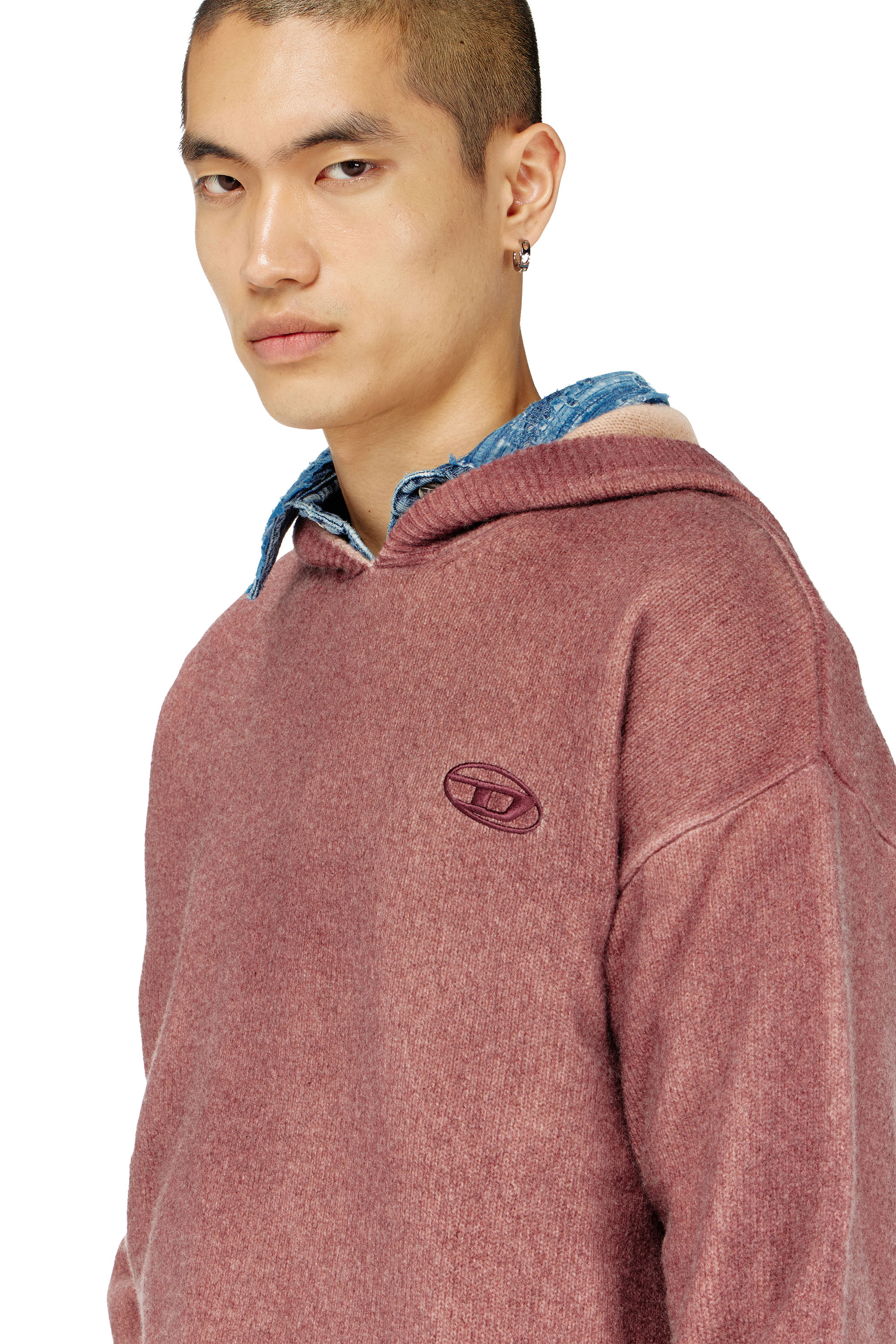 Diesel - K-PICKLED, Hoodie doppia tintura in maglia misto lana Uomo in ToBeDefined - 4