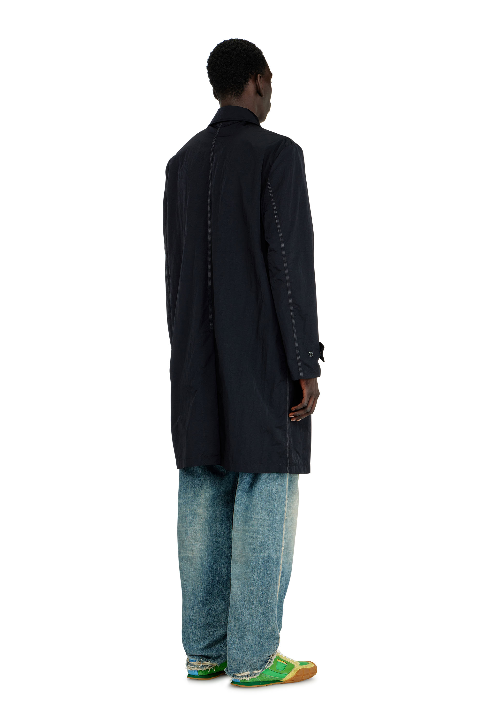 Diesel - J-BURHAT, Man's Nylon coat with shiny crinkle finish in Black - 4