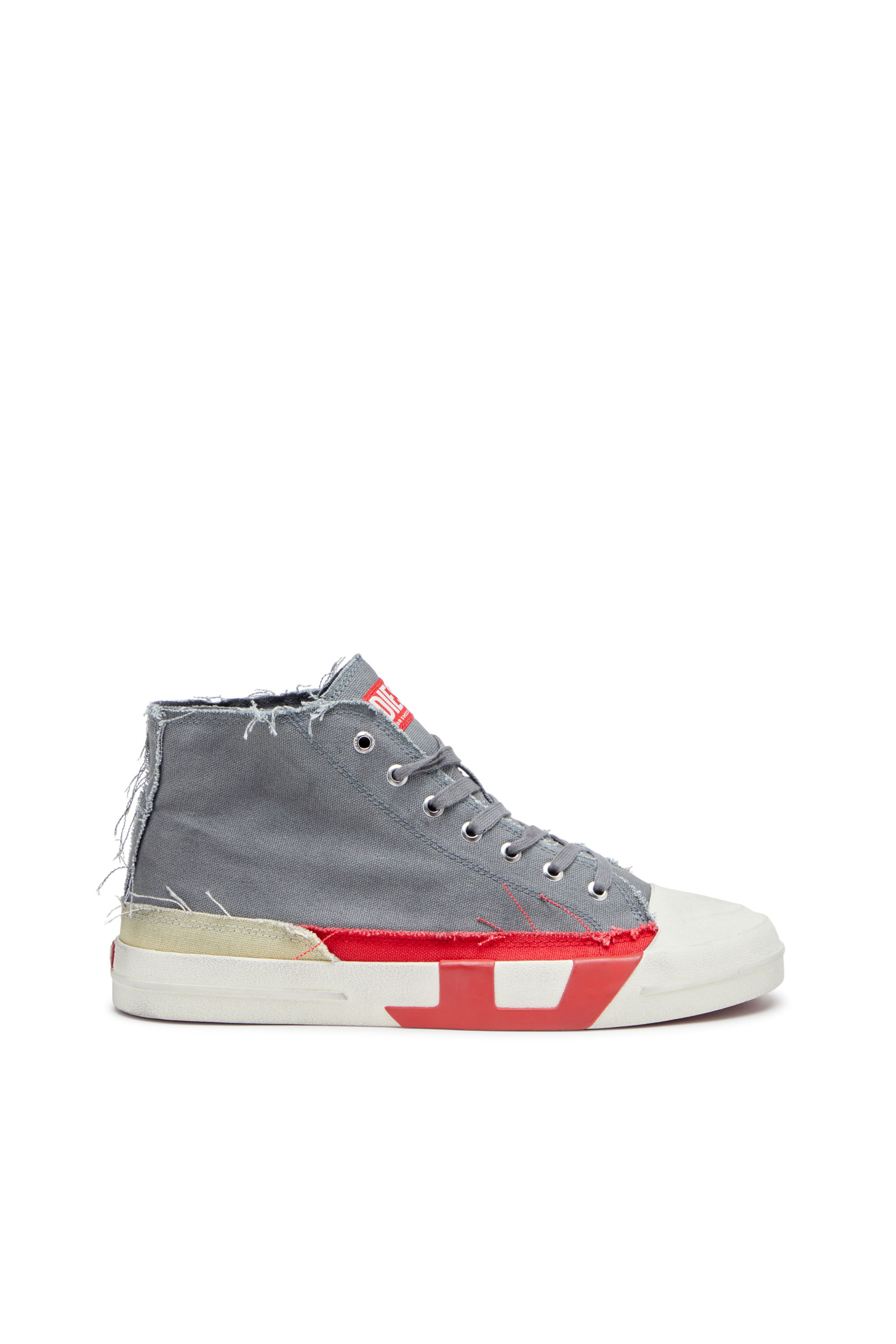 S-D-VERSE MID, Grigio/Rosso Diesel - S-D-VERSE MID, S-D-Verse-Sneaker high-top in canvas effetto dirt Uomo in Multicolor - 1