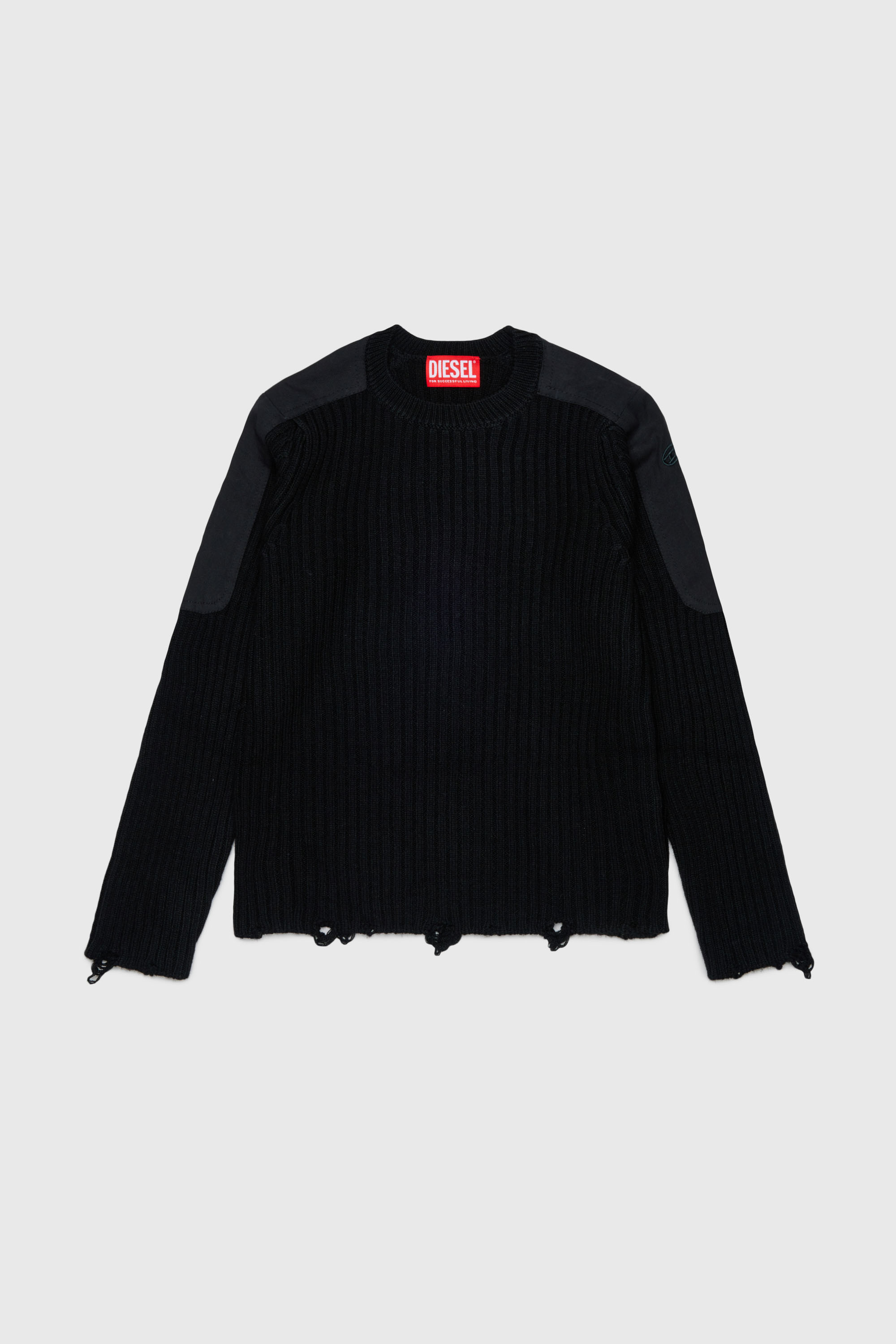 Diesel - KAMAR, Maglione effetto vissuto in misto lana Uomo in Nero - 1