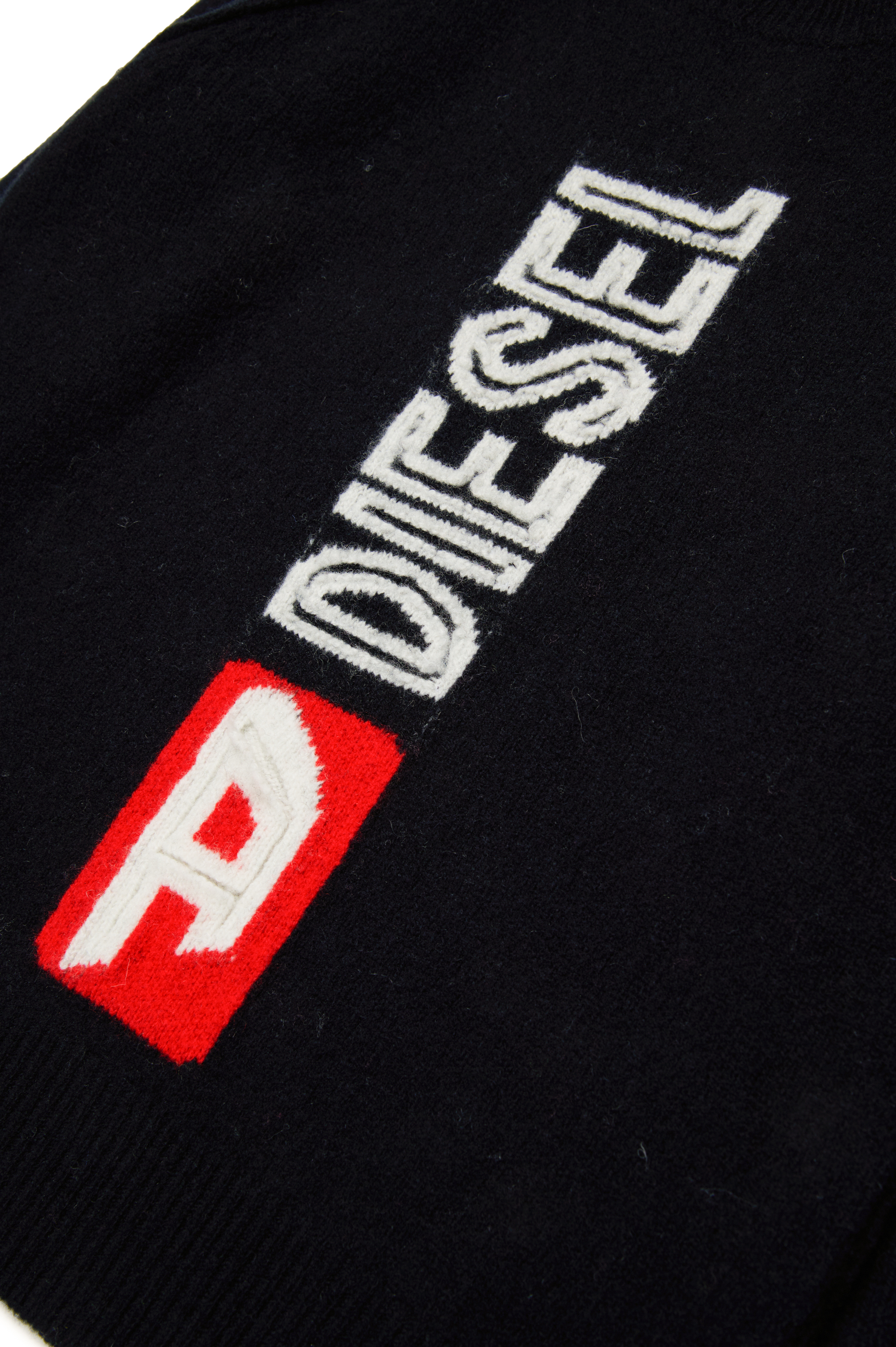 Diesel - KSARIA OVER, Unisex Maglione in lana con logo a intarsio in Nero - Image 4