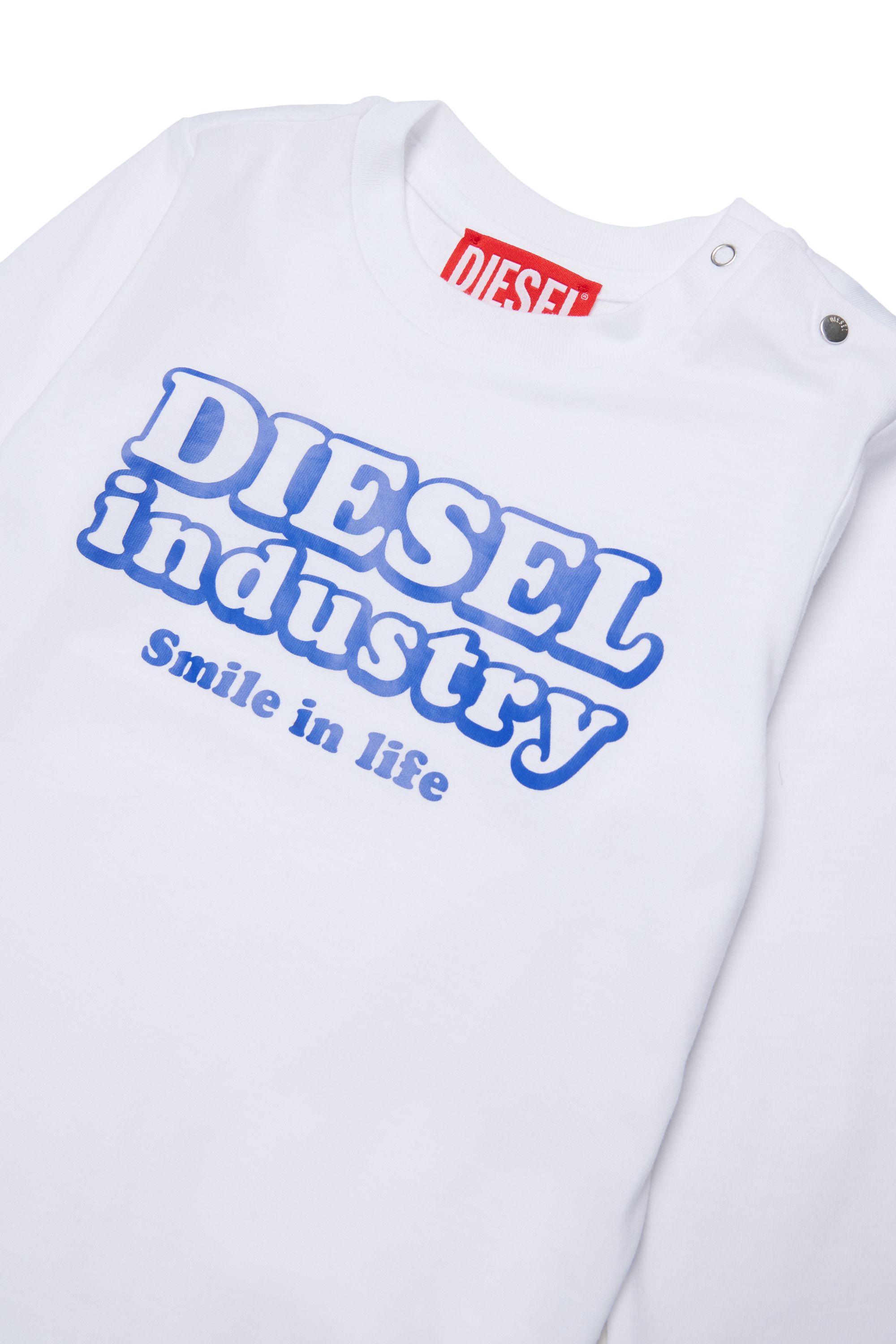 Diesel - TLODIMB, T-shirt a manica lunga con stampa Diesel Industry Uomo in Bianco - 3