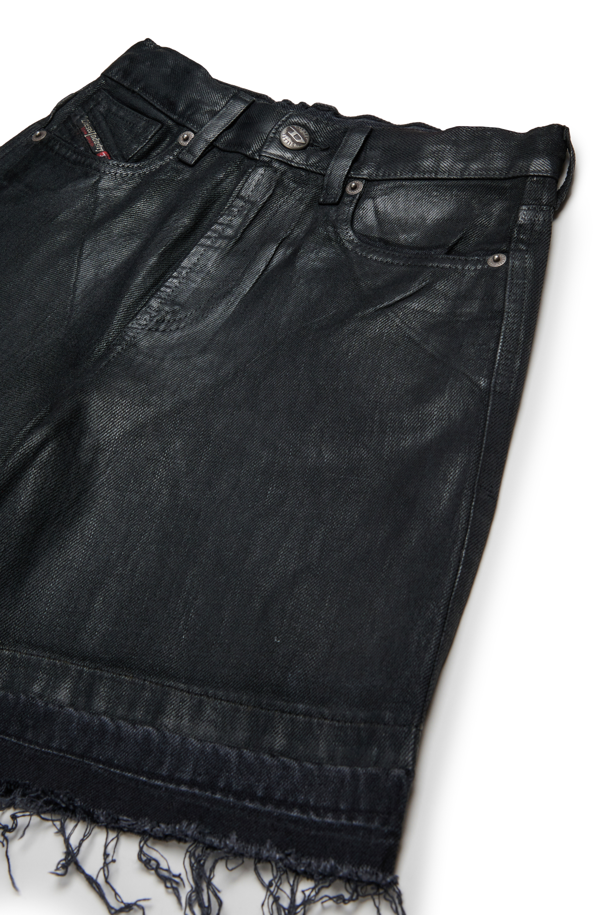 Diesel - D-ARGJX-SHORT-SP-J, Shorts in denim con dettagli sfrangiati Donna in Nero - 3
