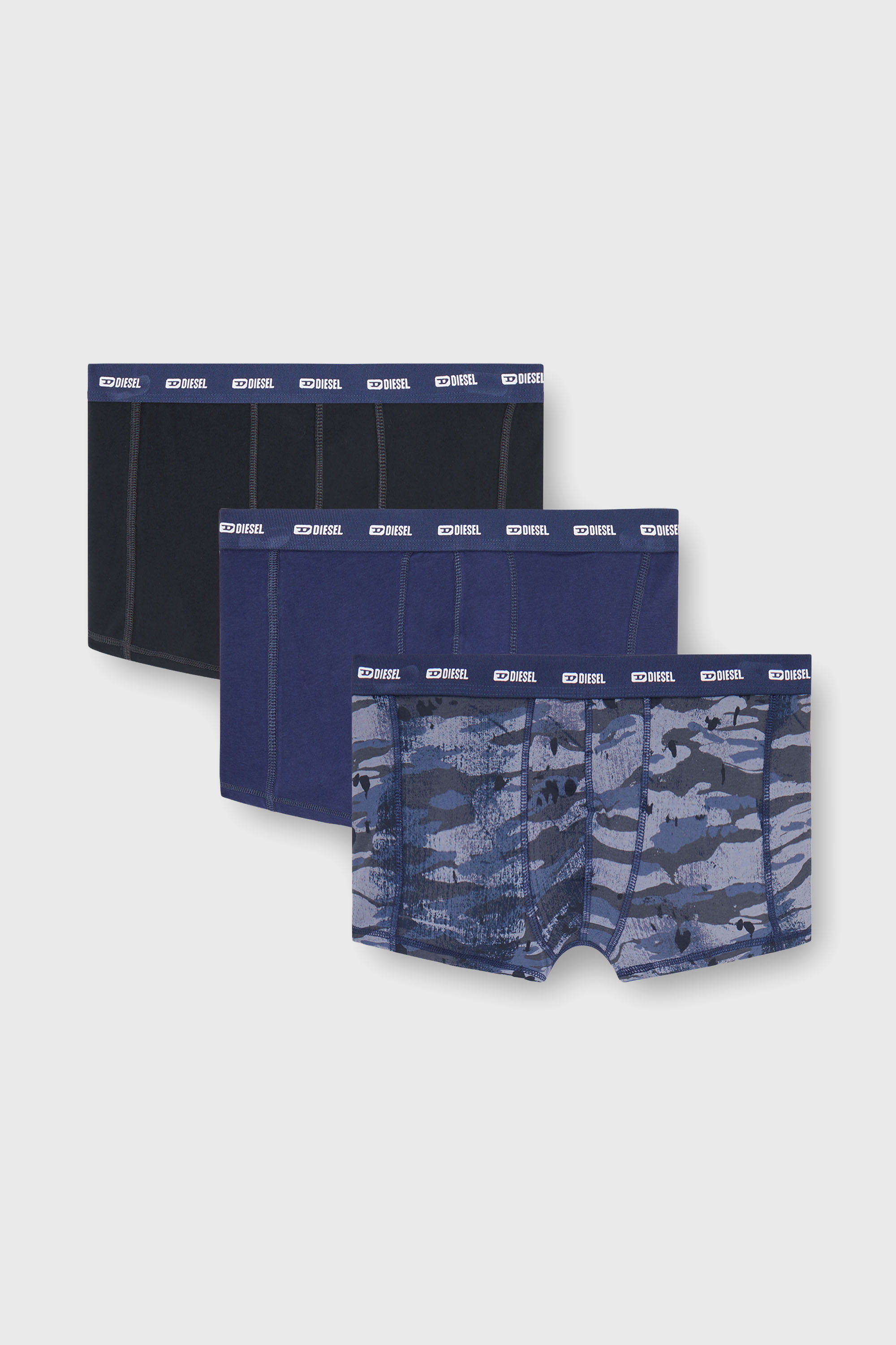 Diesel - DAMIEN-UTLT-3PACK, Set da tre boxer a tinta unita e camouflage Uomo in Blu - 2