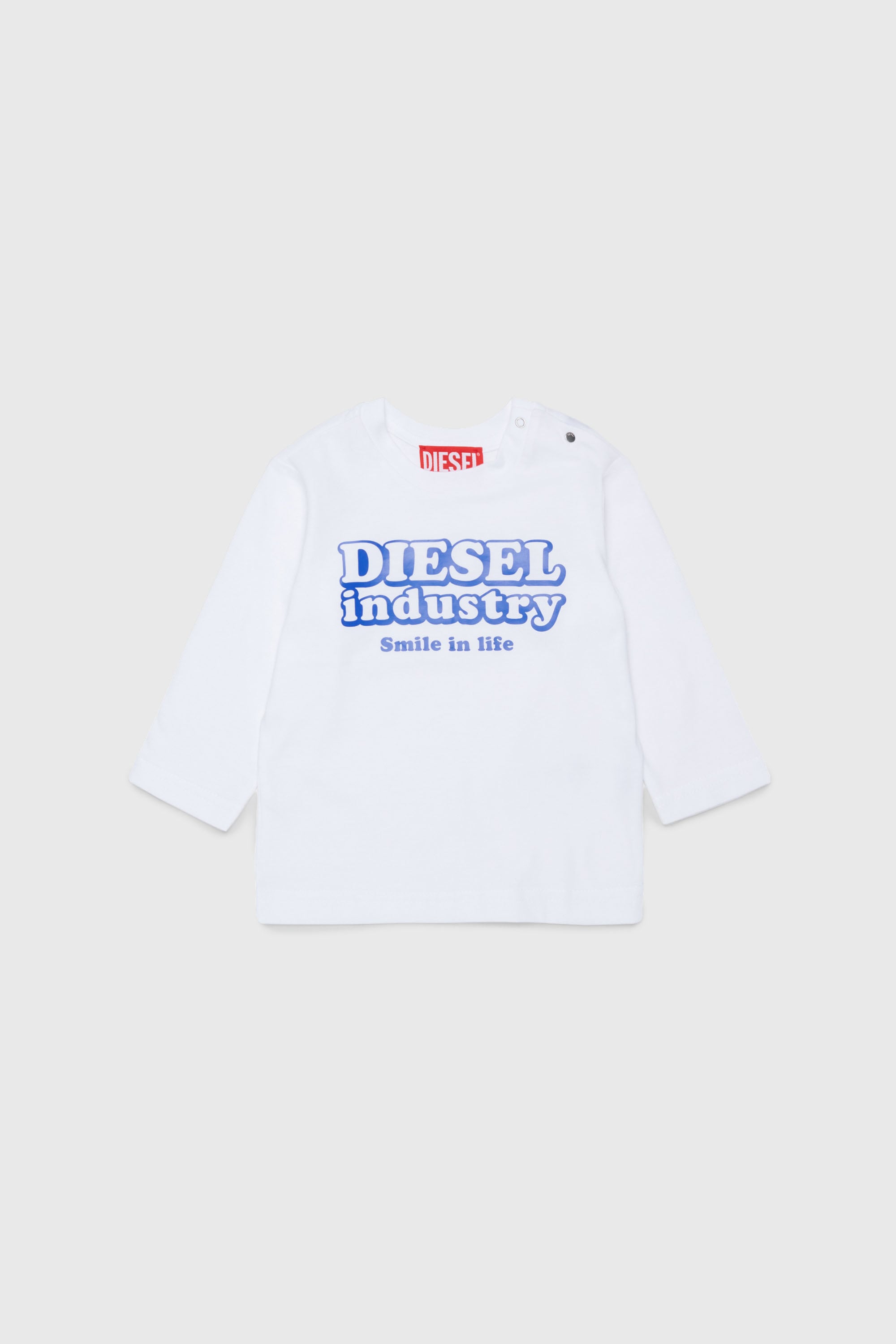 Diesel - TLODIMB, T-shirt a manica lunga con stampa Diesel Industry Uomo in Bianco - 1