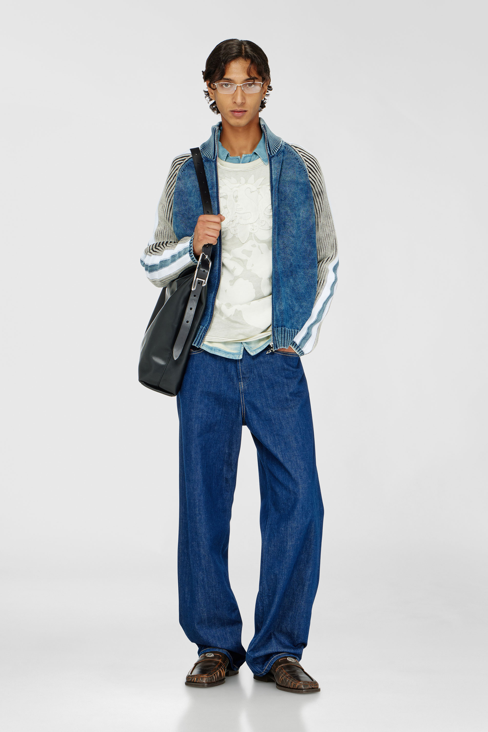 Diesel - K-HERONIMO, Cardigan con zip e bande sportive Uomo in Multicolor - 2