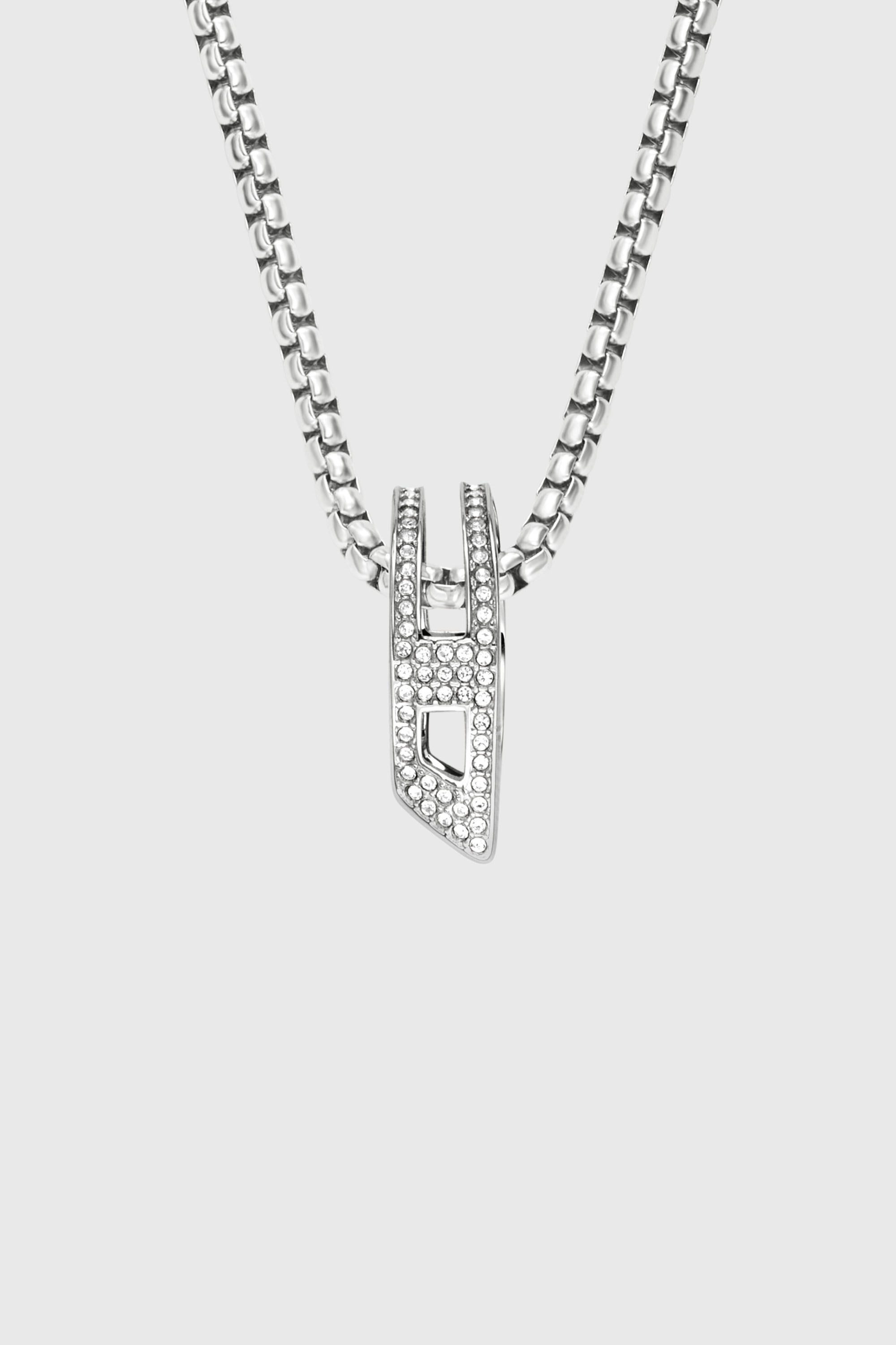 Diesel - DX1741040, Collana in acciaio inox con pendente pav&eacute; Unisex in Argento - 2
