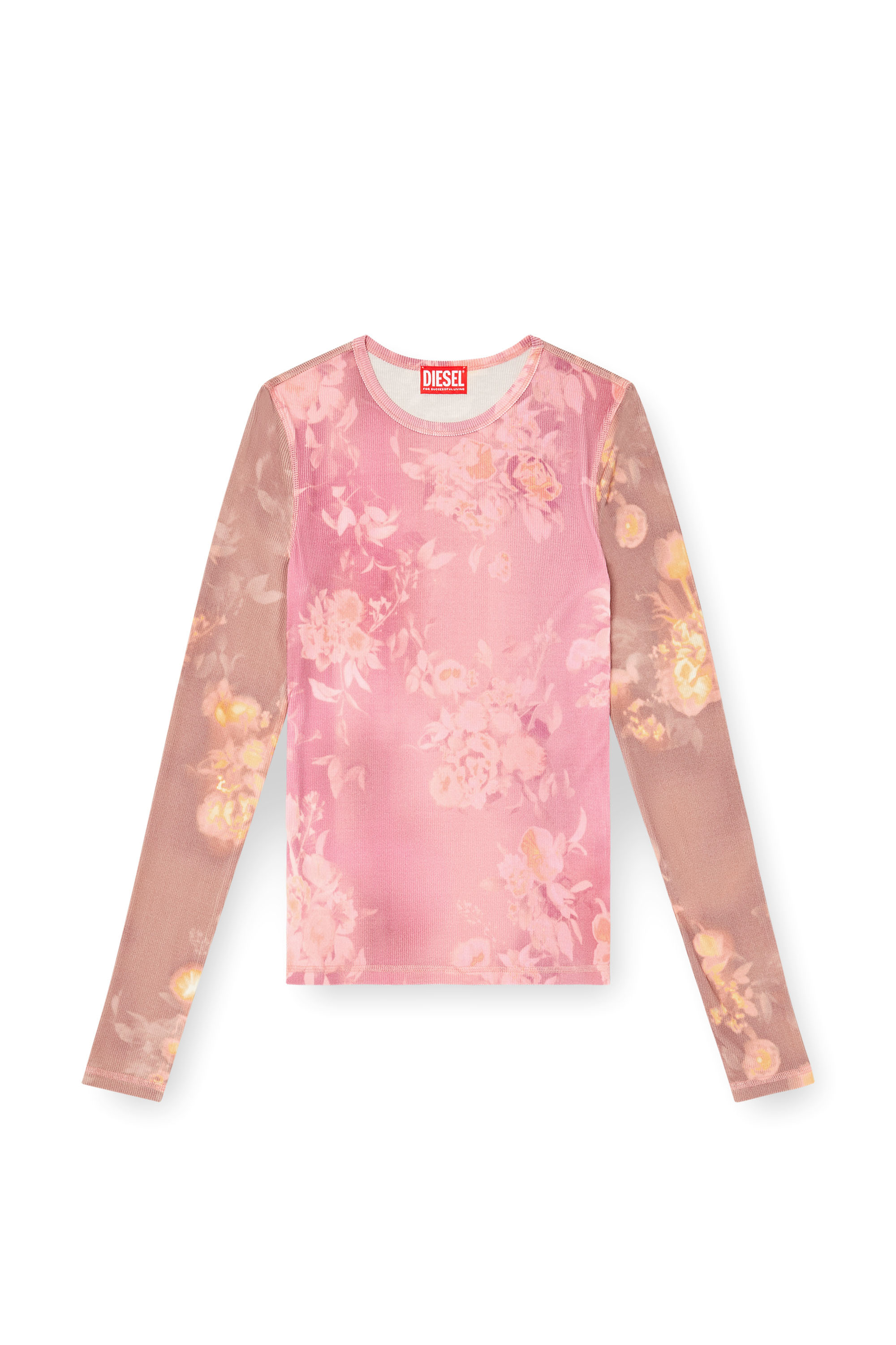 Diesel - T-MOKY-LS, Top in jersey a costine con stampa floreale Donna in ToBeDefined - 2