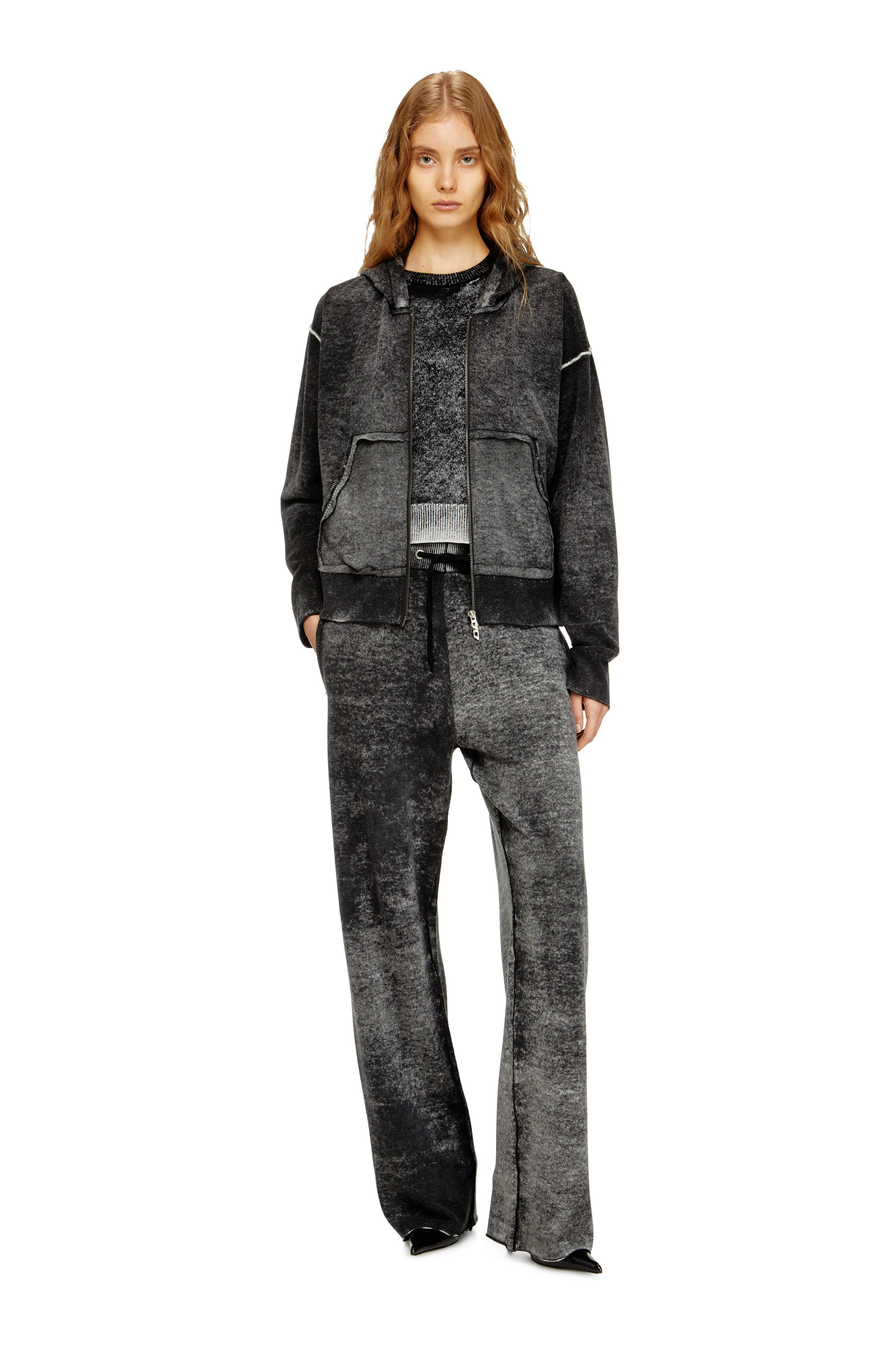 Diesel - M-HERMINE, Cardigan con cappuccio in lana con stampa interna Donna in ToBeDefined - 2