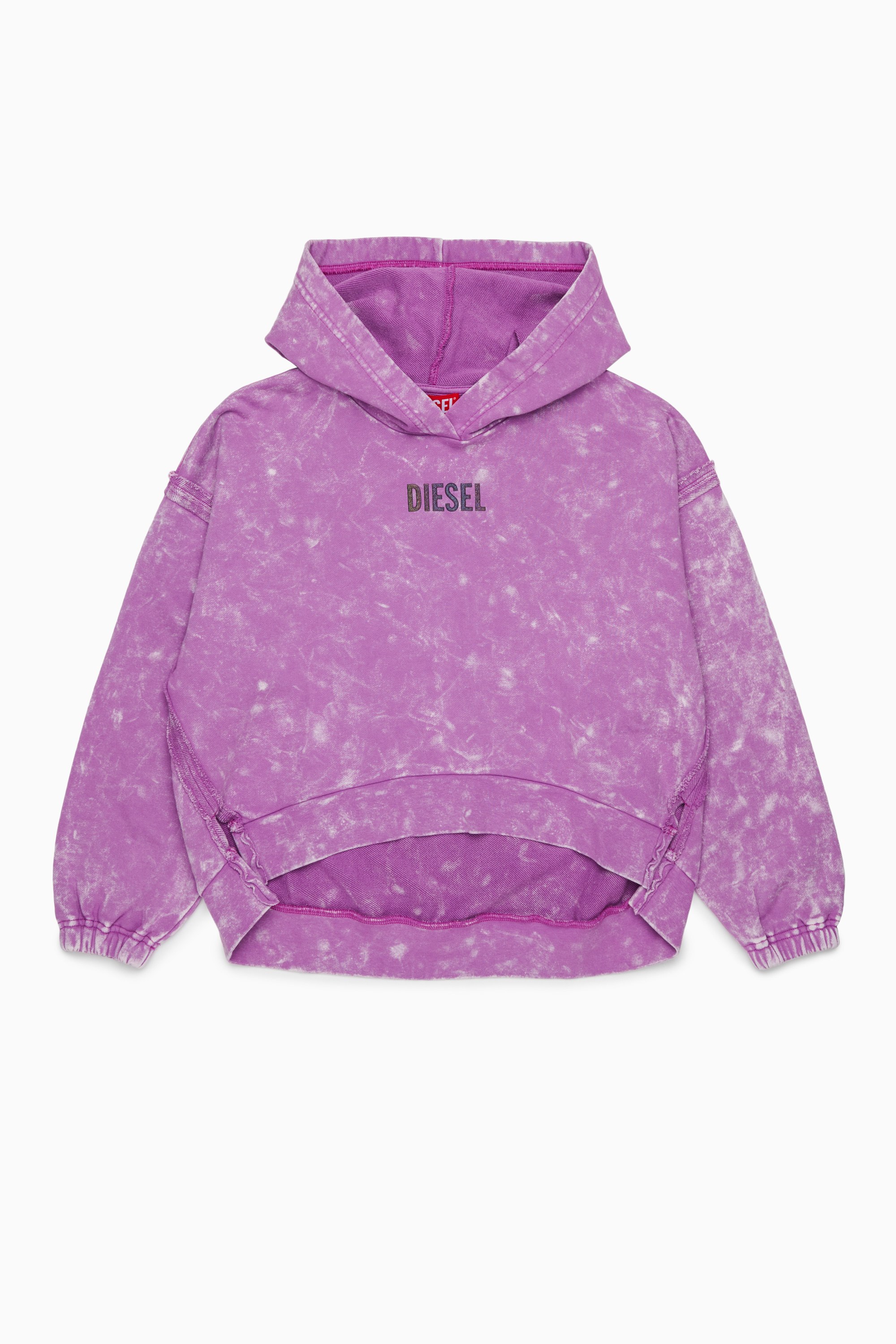 Diesel - SLOXY, Felpa con cappuccio effetto tie-dye con logo arcobaleno Donna in Viola - 1