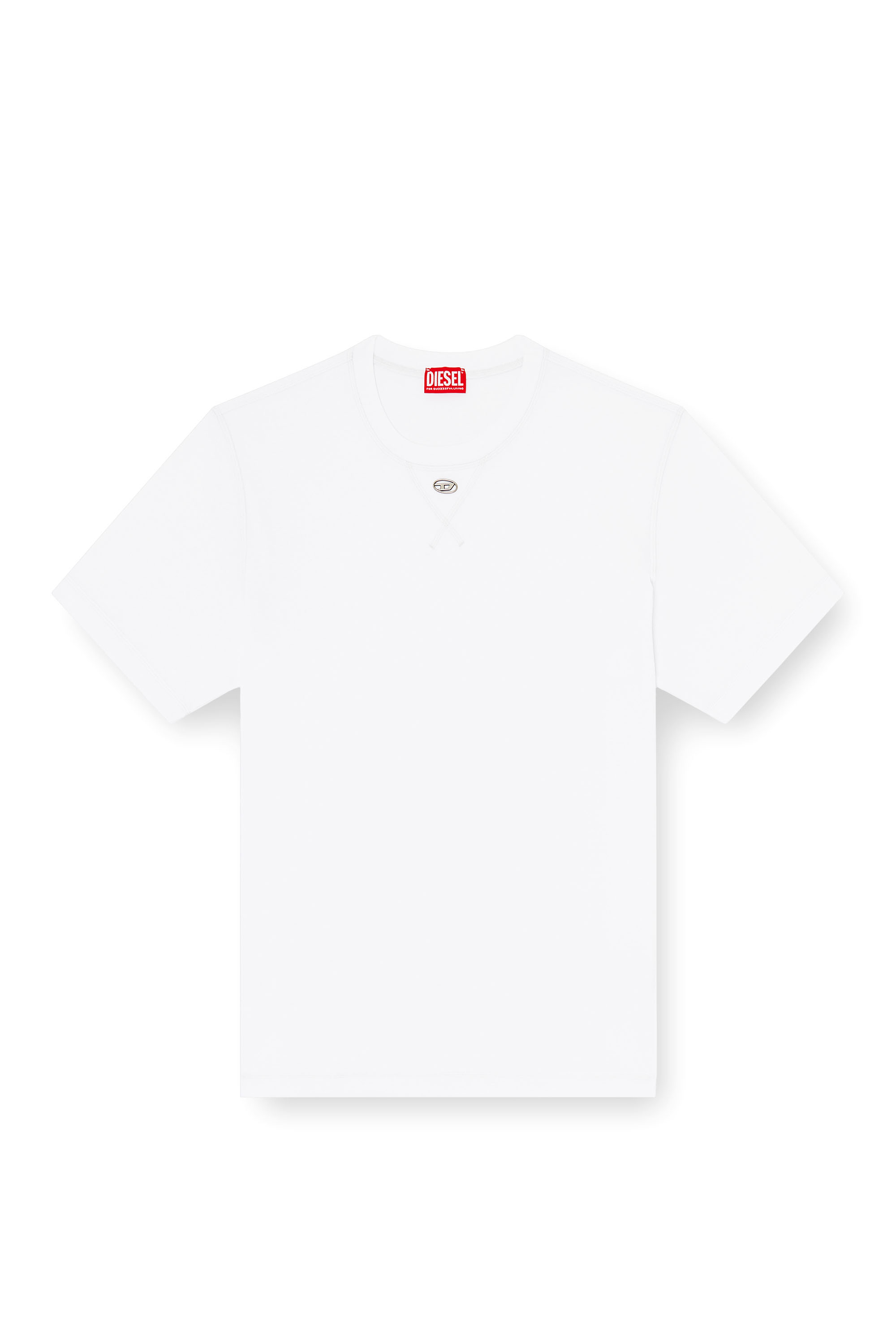 Diesel - T-MADJUST-TR, T-shirt regular con girocollo e Oval D Uomo in Bianco - 3