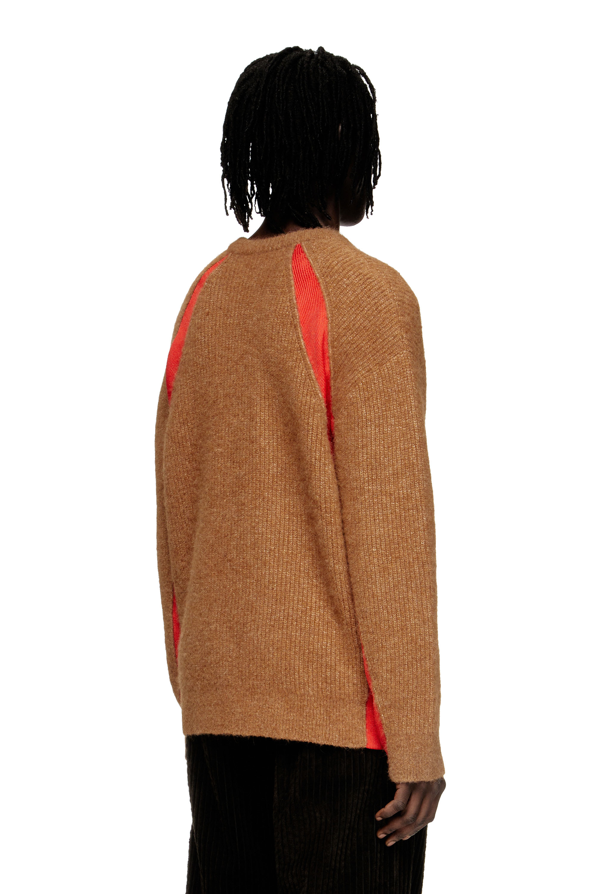 Diesel - K-LOLLO, Maglia misto alpaca con inserti a contrasto Uomo in Marrone - 4