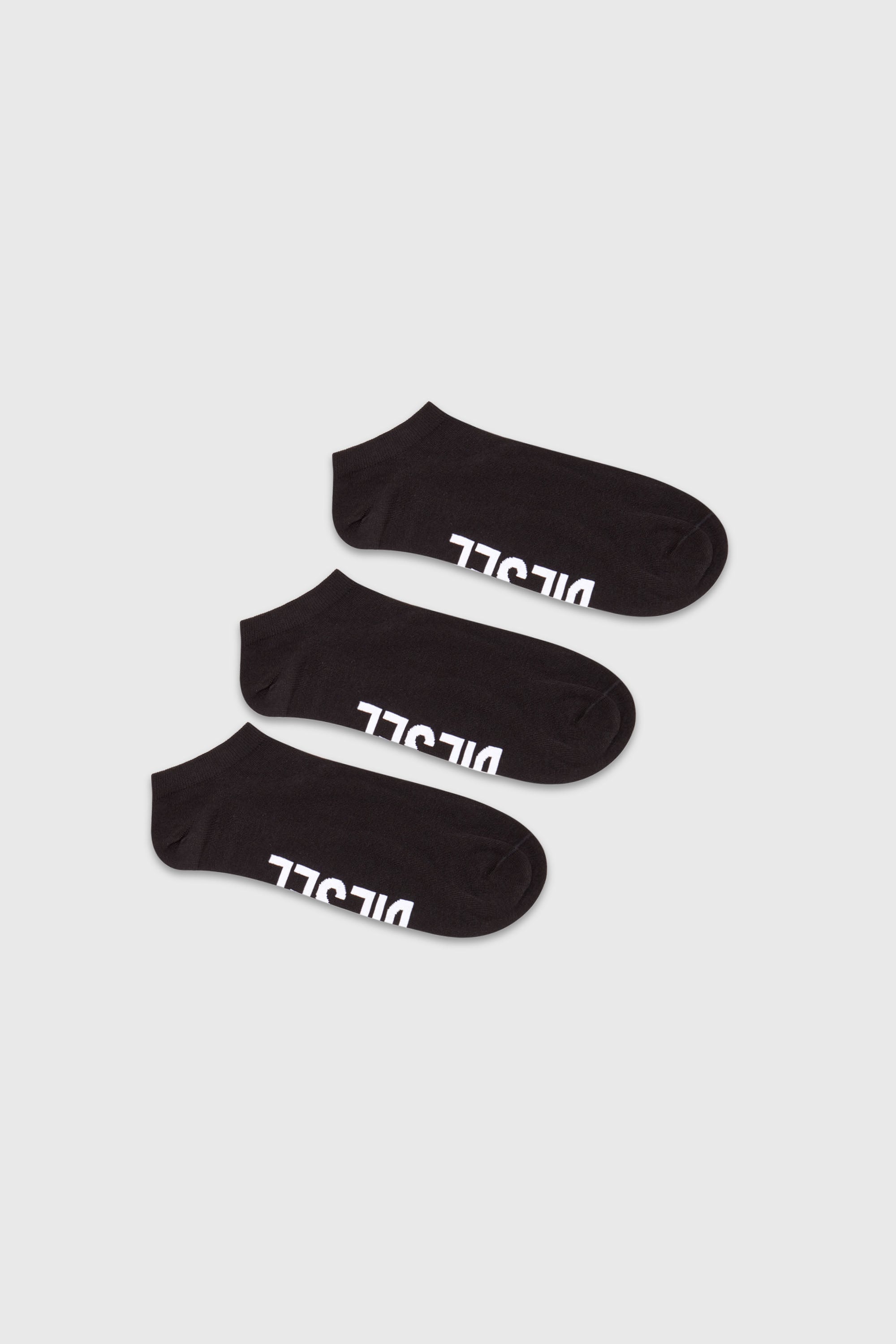 Diesel - SKM-GOST-THREEPACK, Set da tre calzini corti con logo sul collo del piede Uomo in Nero - 1