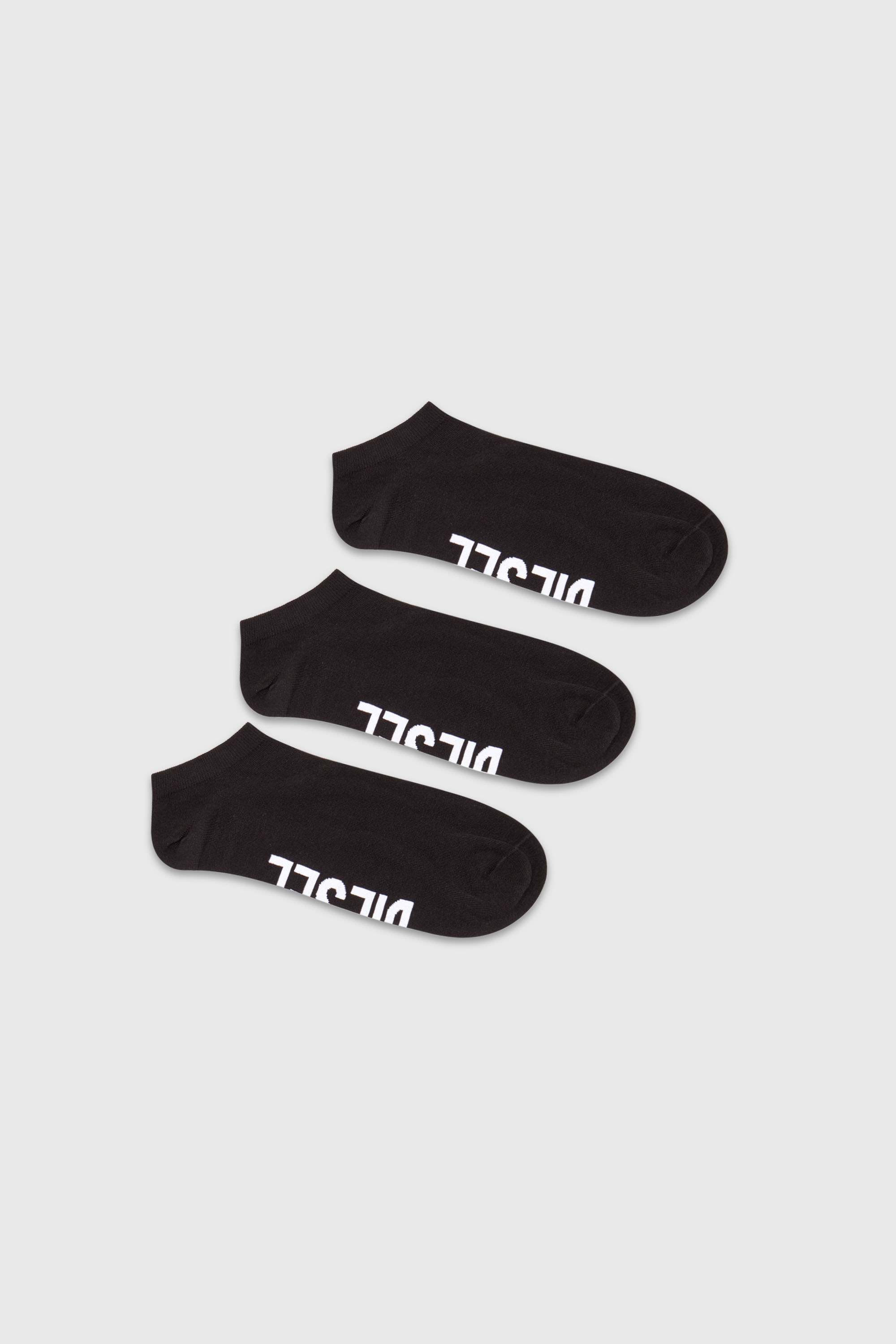 Diesel - SKM-GOST-THREEPACK, Set da tre calzini corti con logo sul collo del piede Uomo in Nero - 1