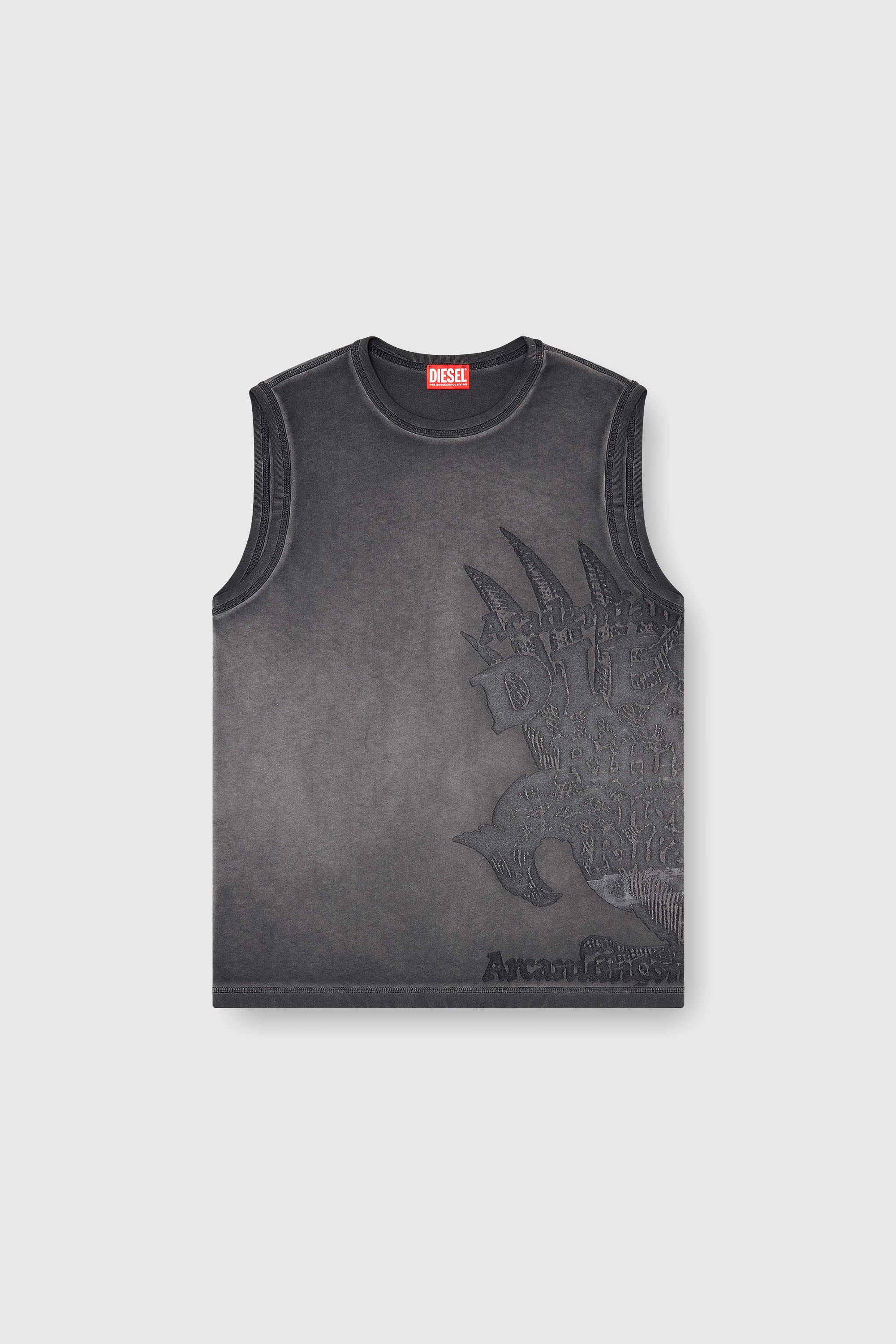 Diesel - T-RAWBISCO, Top smanicato con grafiche in rilievo Uomo in Grigio - 2