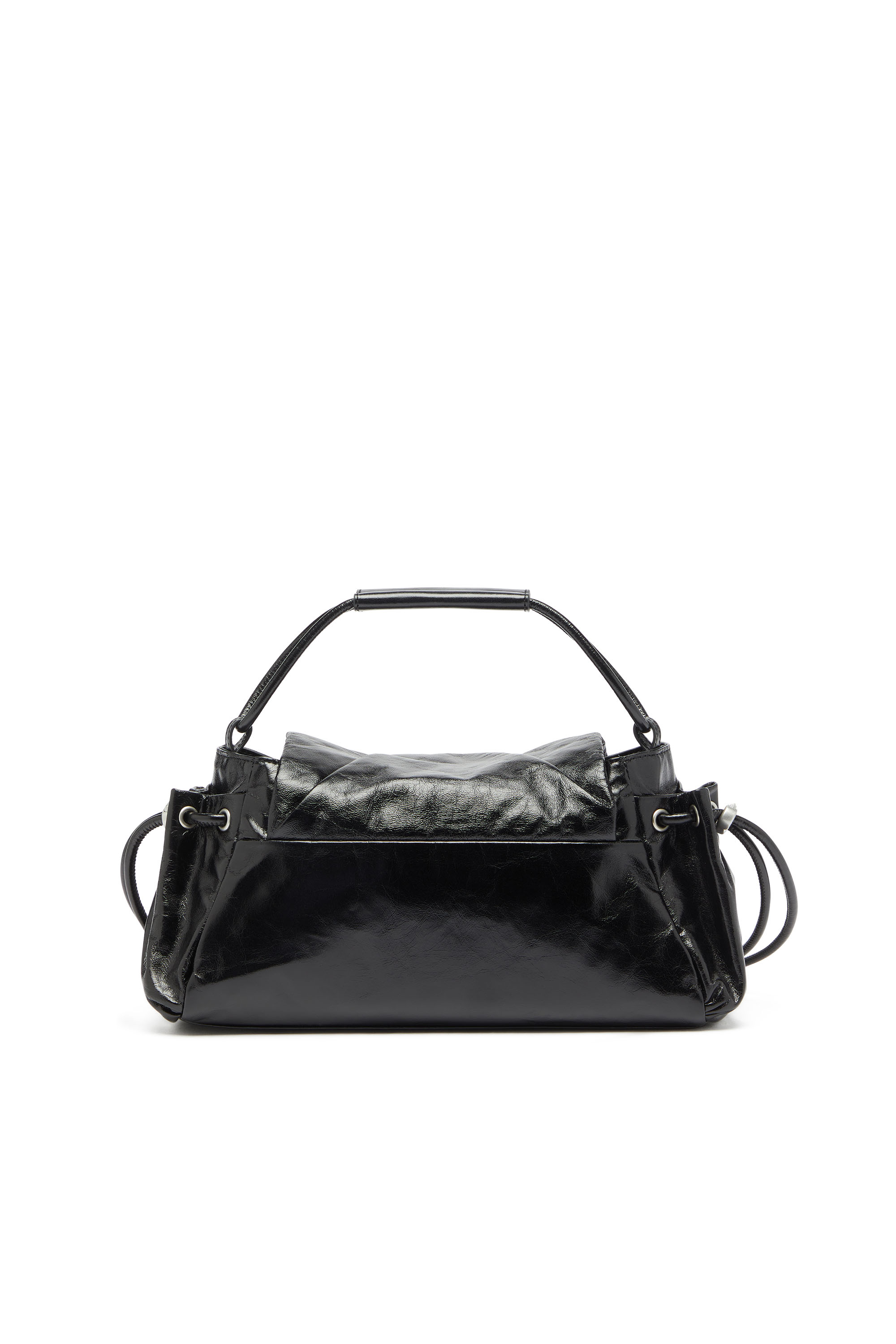Diesel - SCRUNCH-D TOP HANDLE, Scrunch-D - Borsa a mano in pelle lucida effetto stropicciato Donna in Nero - 2