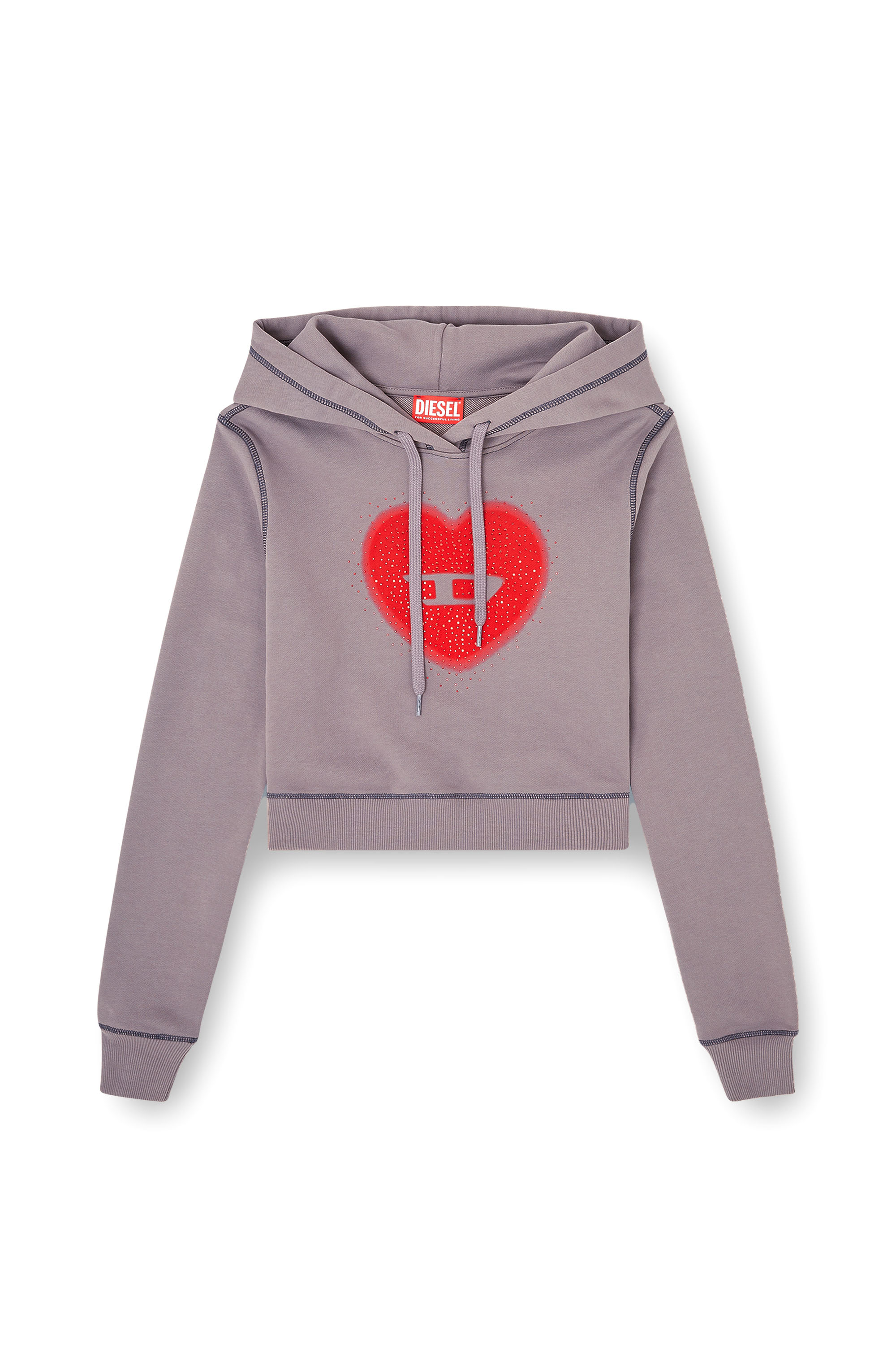 Diesel - F-SLIMMY-HOOD-S5, Felpa con stampa a cuore e borchie Donna in ToBeDefined - 3