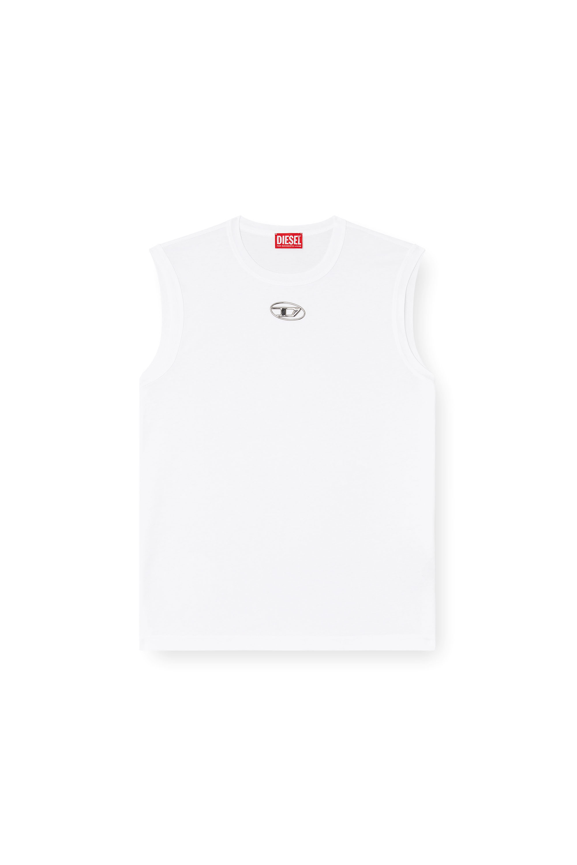 Diesel - T-BISCO-OD, Canotta con Oval D metallizzato Uomo in Bianco - 3
