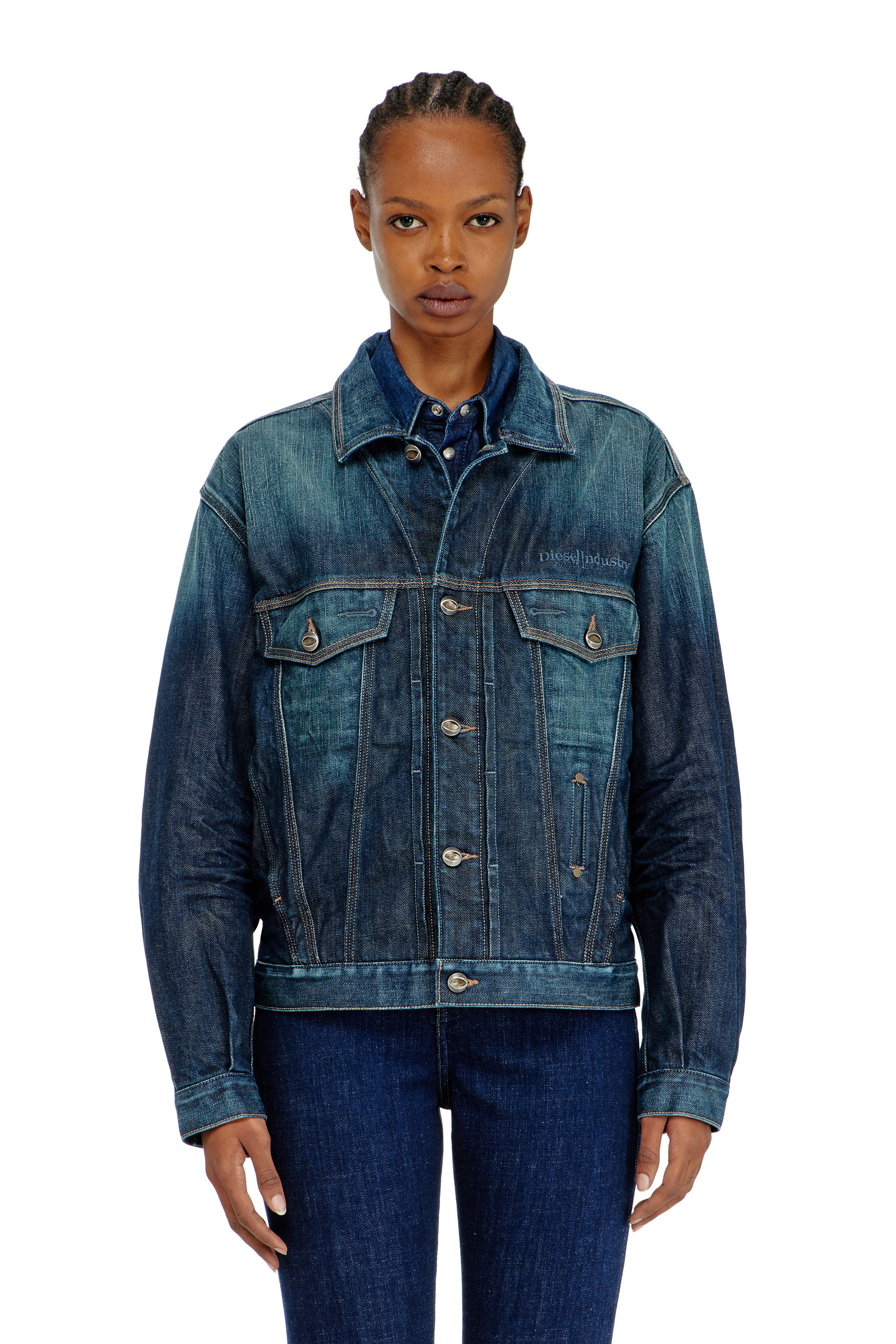 Diesel - D-DENVER-CL, Trucker jacket in denim selvedge Unisex in Blu - 1