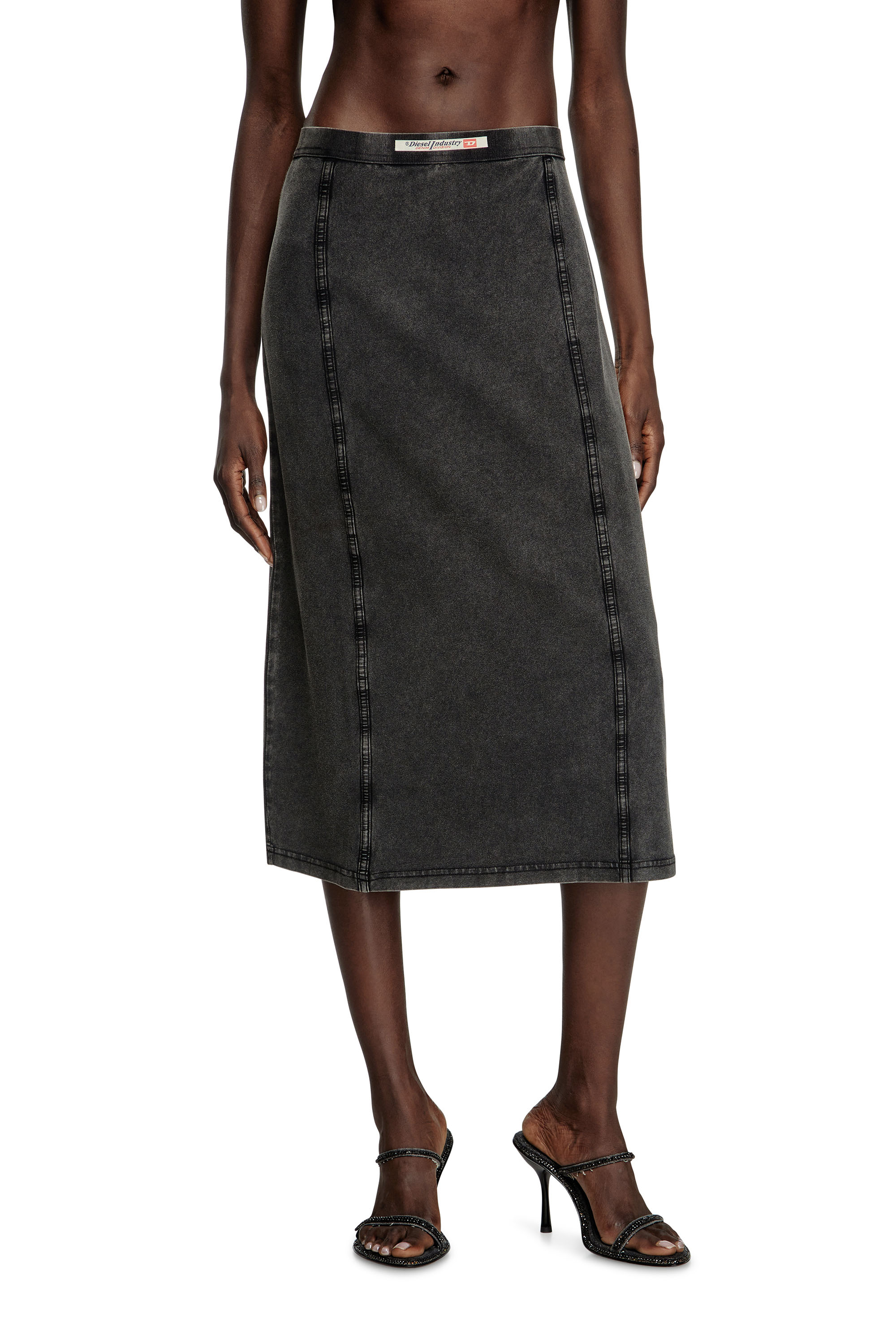 O-ALLEGRA, Black Diesel - O-ALLEGRA, Woman's Midi skirt with denim effect in Black - 3