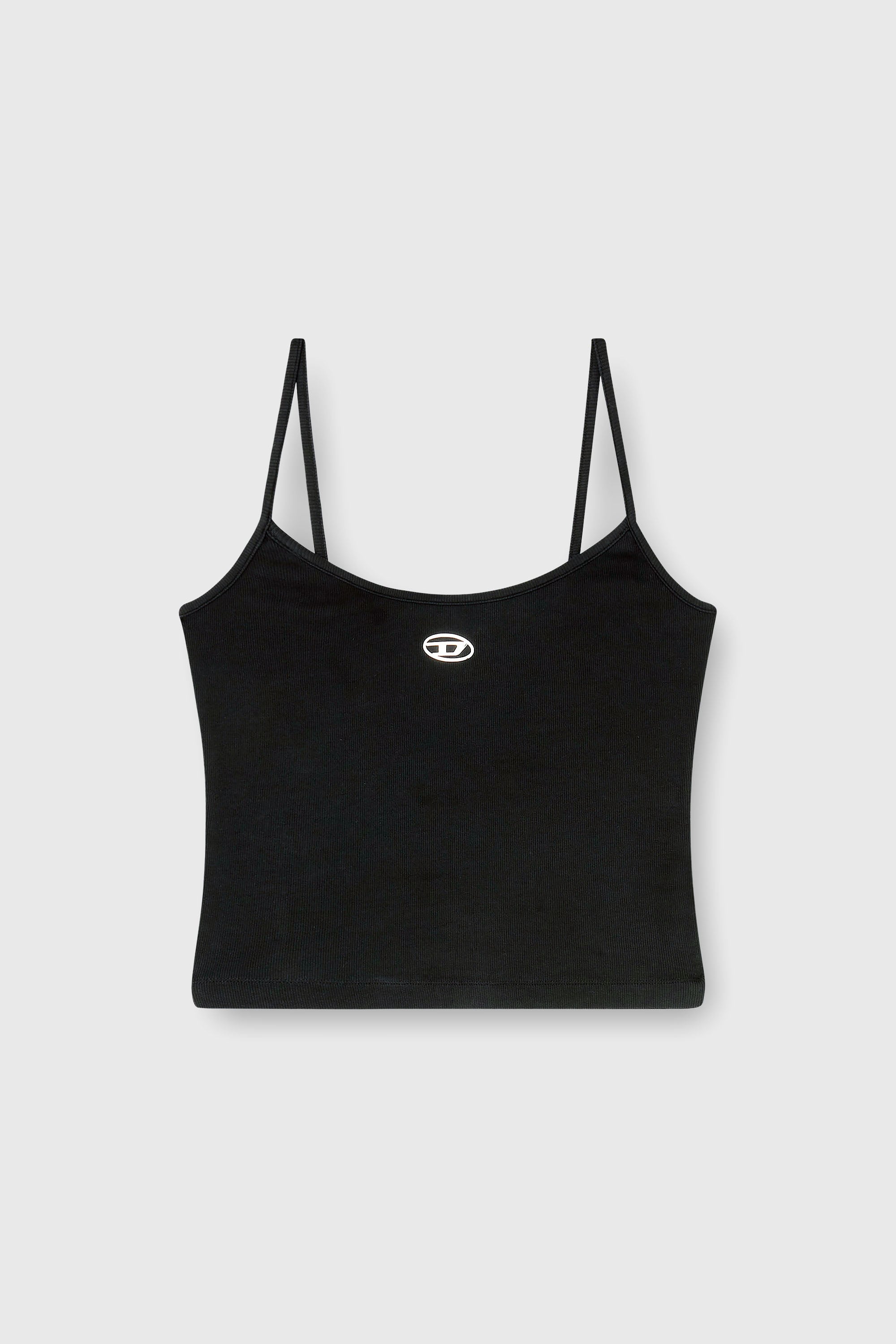 Diesel - T-HUPY-OD, Canotta a costine con Oval D metallizzato Donna in Nero - 2