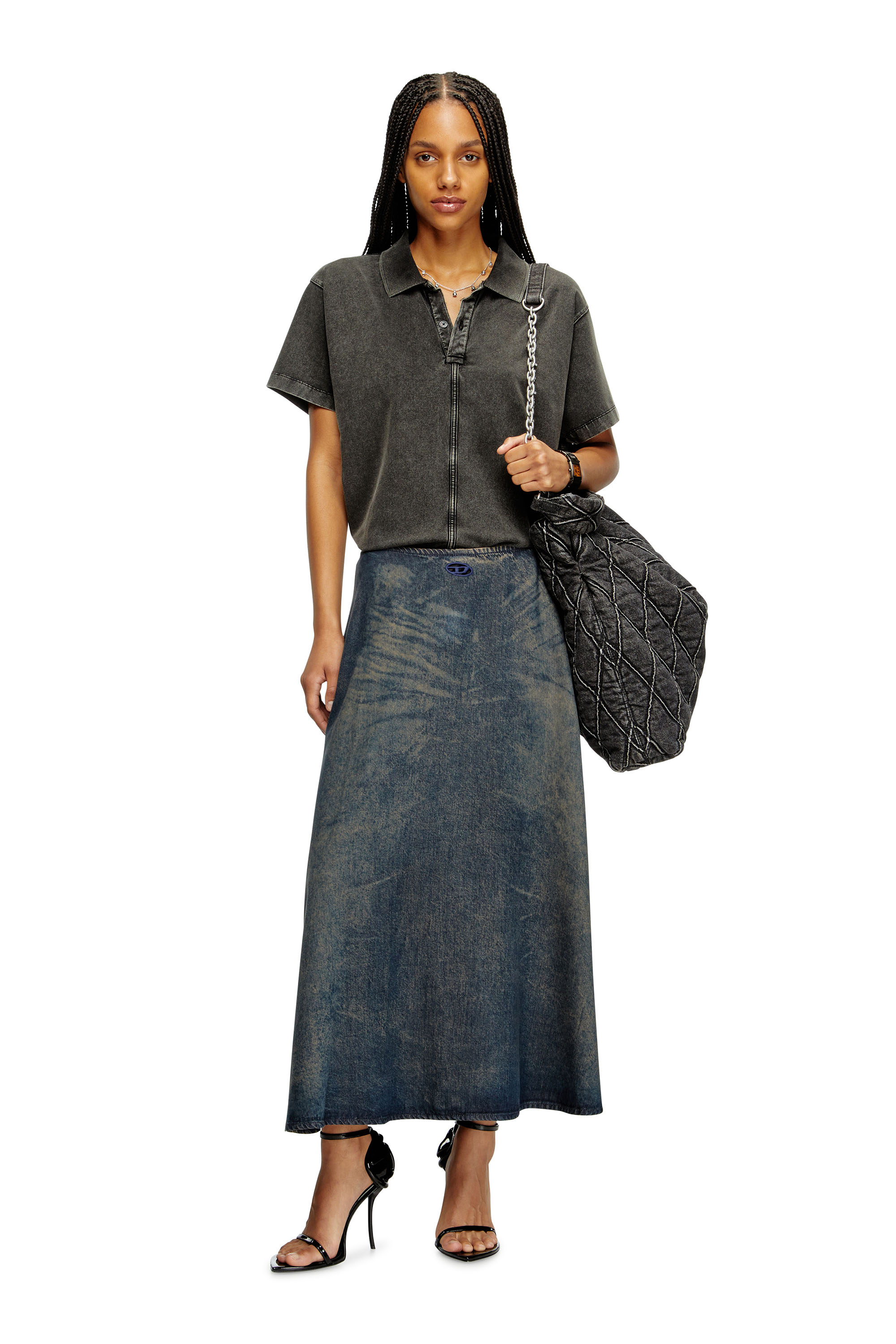 Diesel - DE-ANNIE-S, Gonna in denim fluido effetto dirt Donna in ToBeDefined - 2