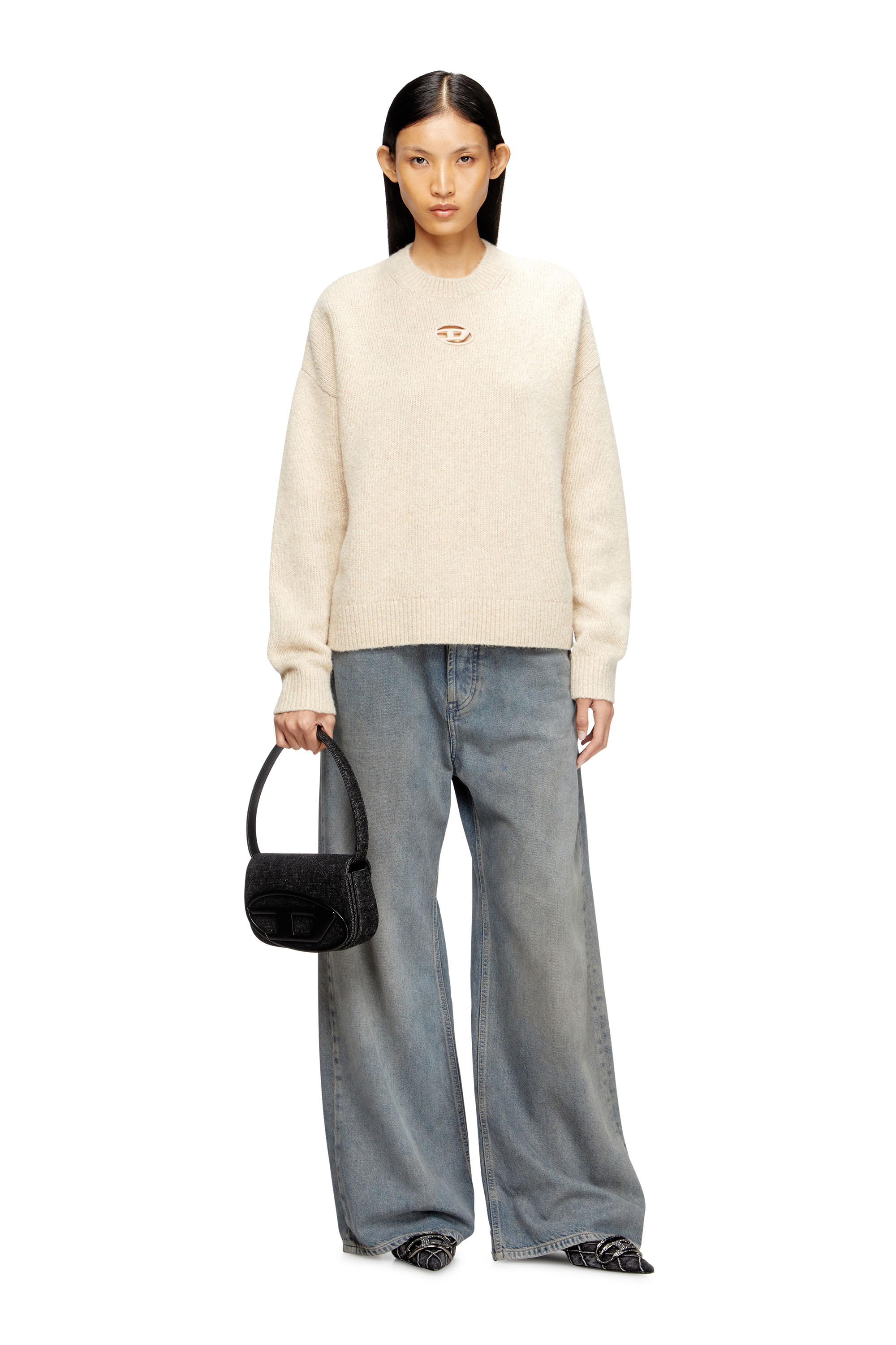 Diesel - M-AREETA, Maglia in misto lana e alpaca Donna in Beige - 2