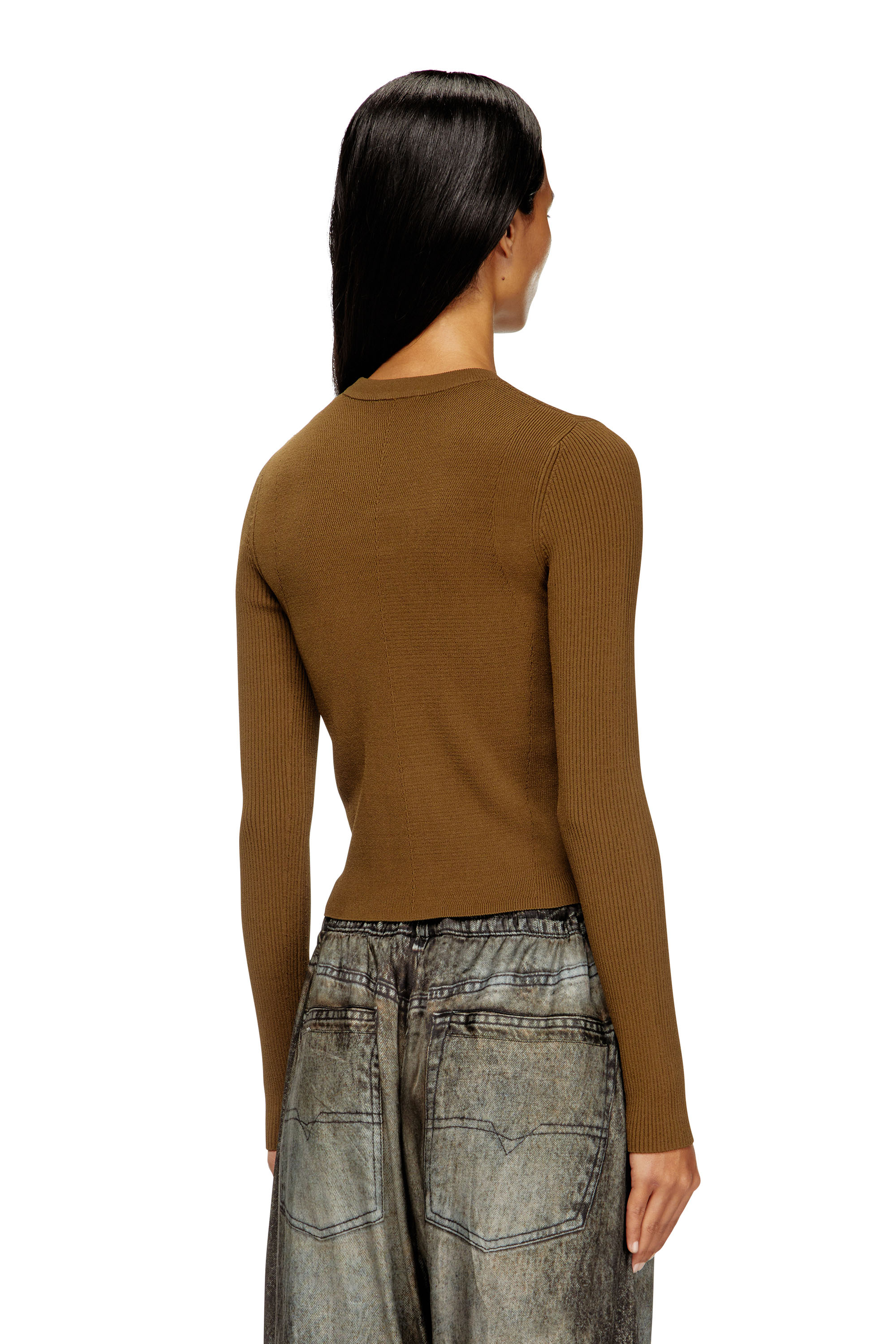 Diesel - M-VALARI, Top a coste in viscosa con Oval D Donna in Verde - 4