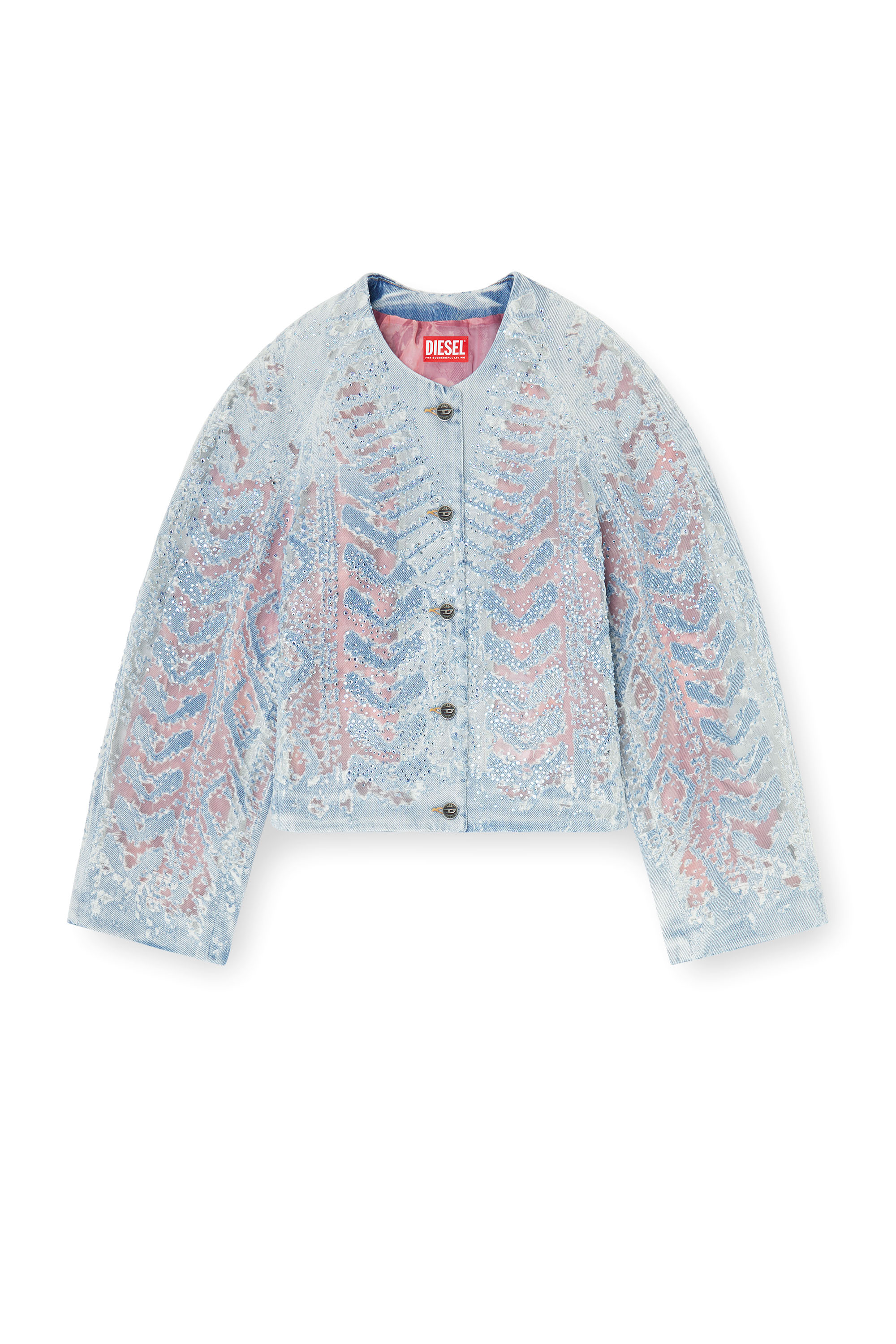 Diesel - DE-SOLIXIA-S, Woman's Jacket in microstone devor&eacute; denim in null - 2