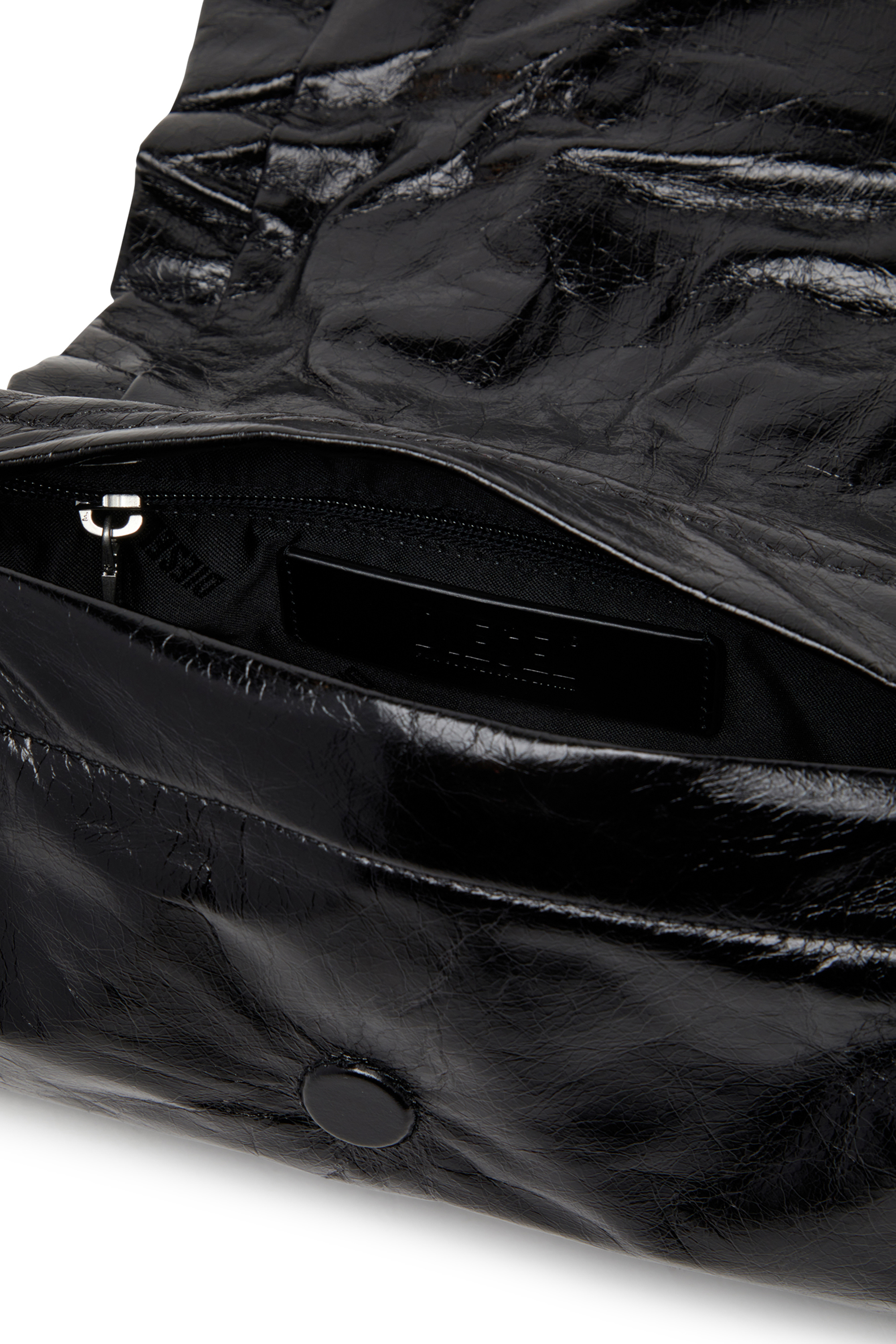 Diesel - SCRUNCH-D SHOULDER S, Borsa a spalla in pelle arricciata Donna in Nero - 4