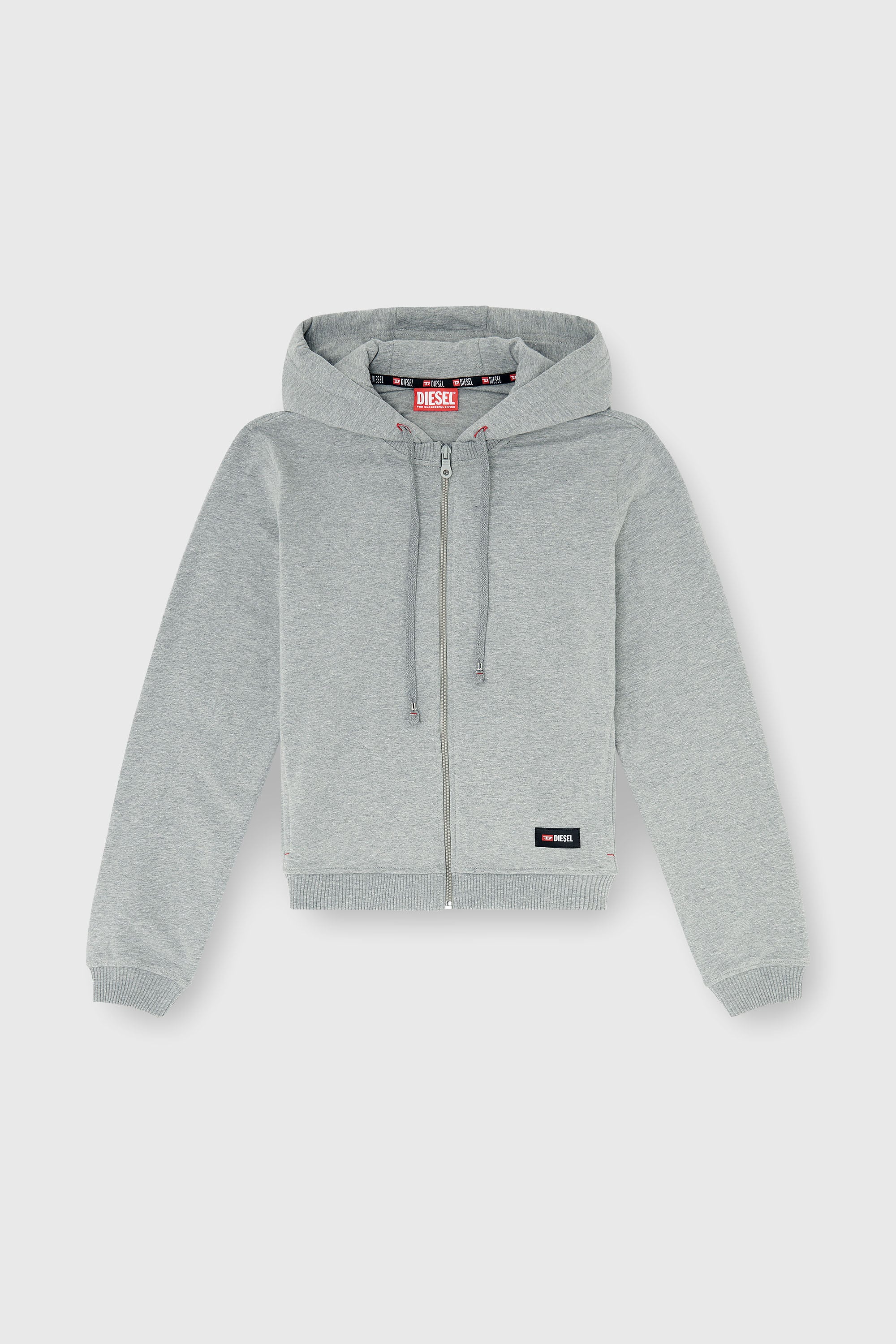 Diesel - HARRIET-D-CORE, Felpa con cappuccio in misto cotone smerigliato Donna in Grigio - 2