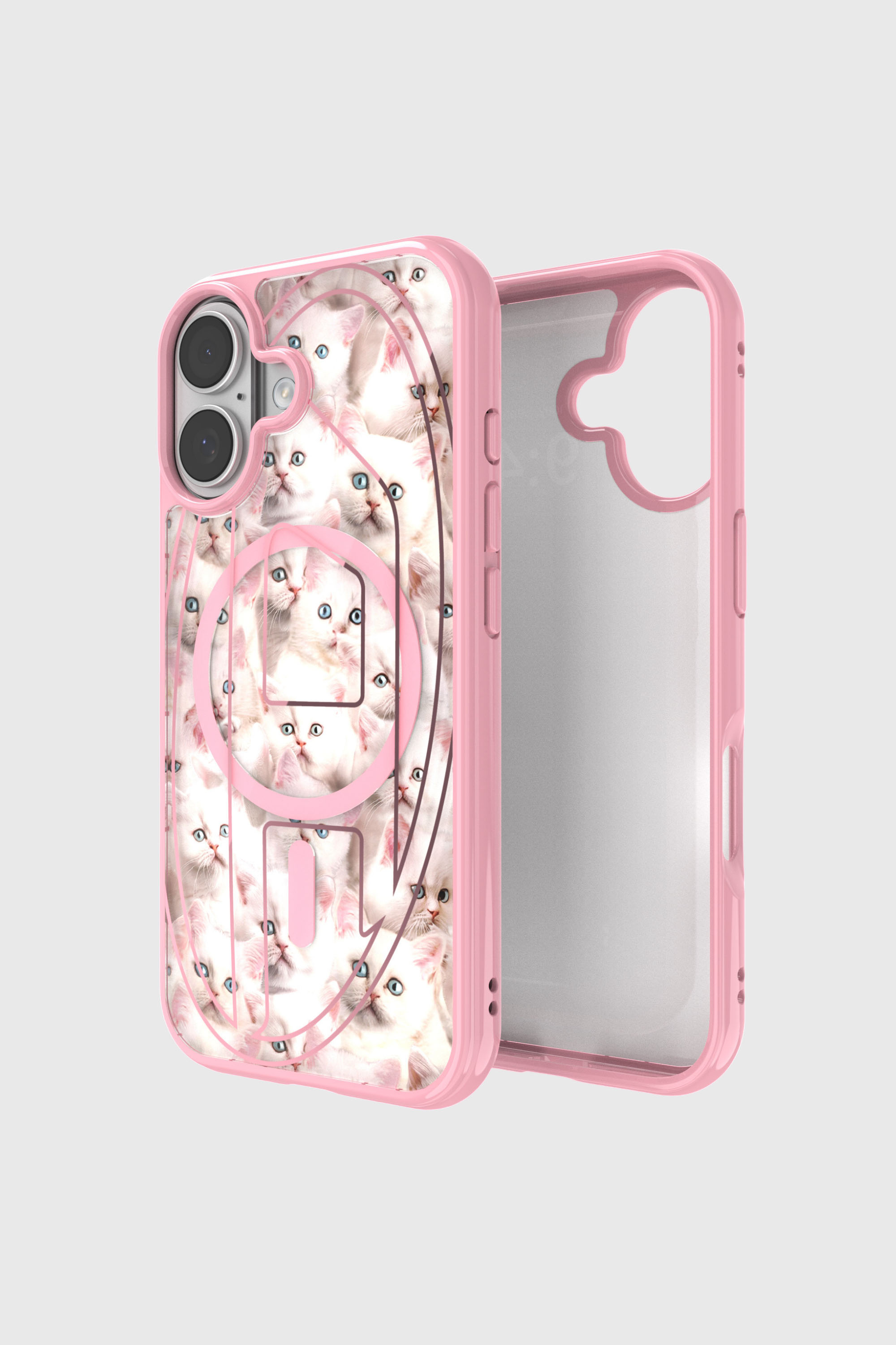 Diesel - 60423 AOP CASE, Custodia Oval D Cats con Magsafe per iPhone 17 Unisex in Rosa - 1